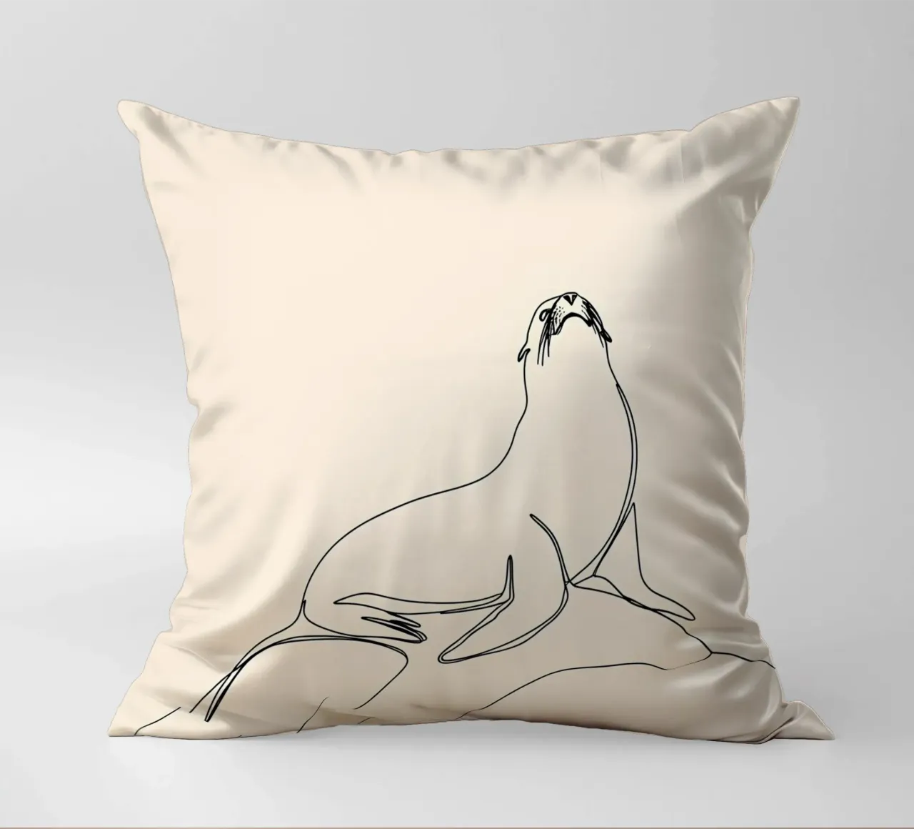 Sigillo sulla roccia Disegno lineare minimalista cuscino da Viv Line Art