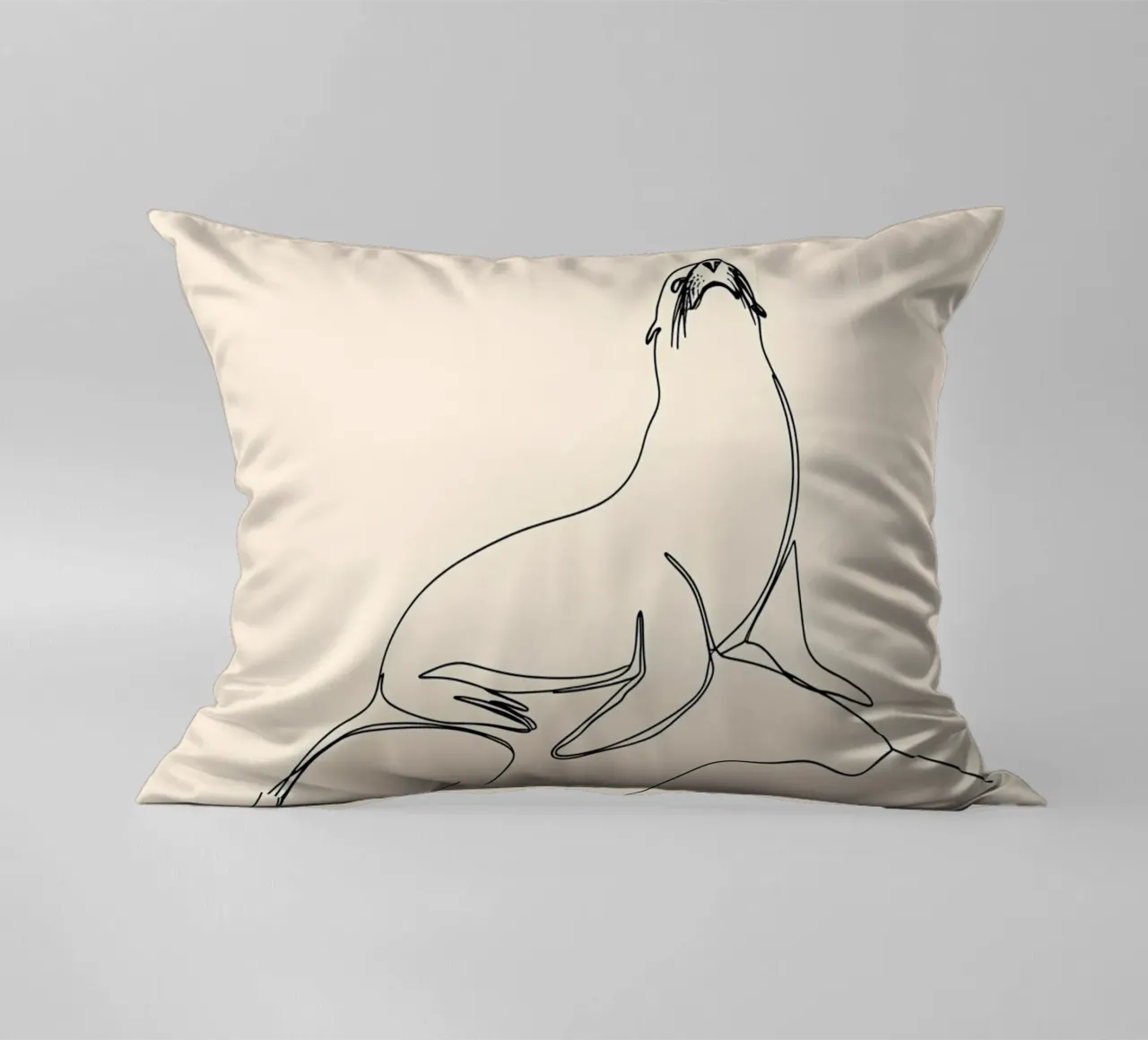Sigillo sulla roccia Disegno lineare minimalista cuscino da Viv Line Art