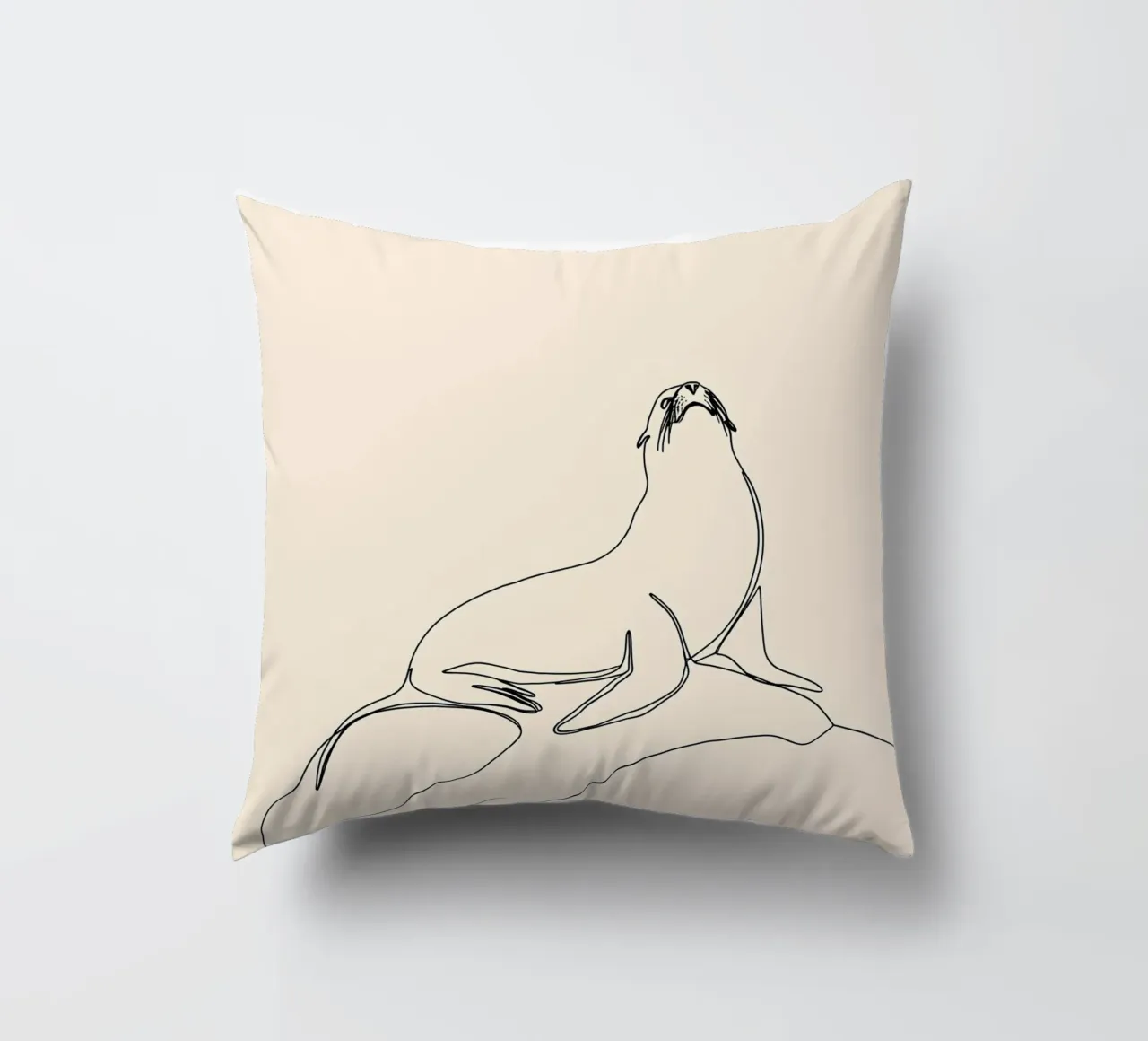 Sigillo sulla roccia Disegno lineare minimalista cuscino da Viv Line Art