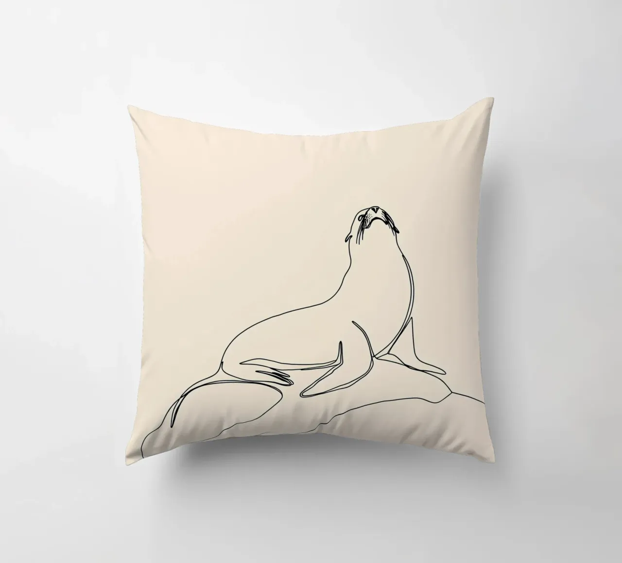 Sigillo sulla roccia Disegno lineare minimalista cuscino da Viv Line Art