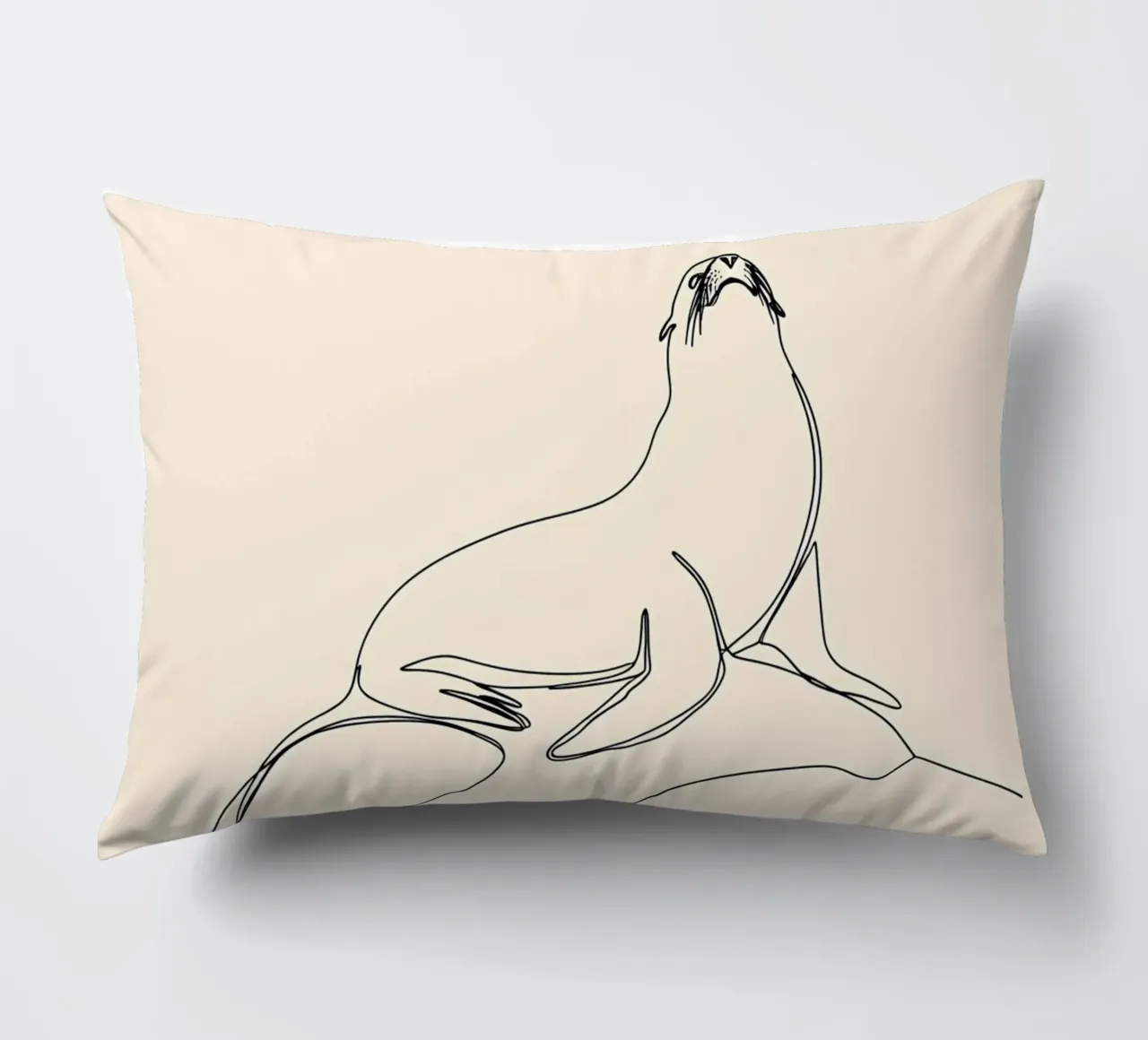 Sigillo sulla roccia Disegno lineare minimalista cuscino da Viv Line Art