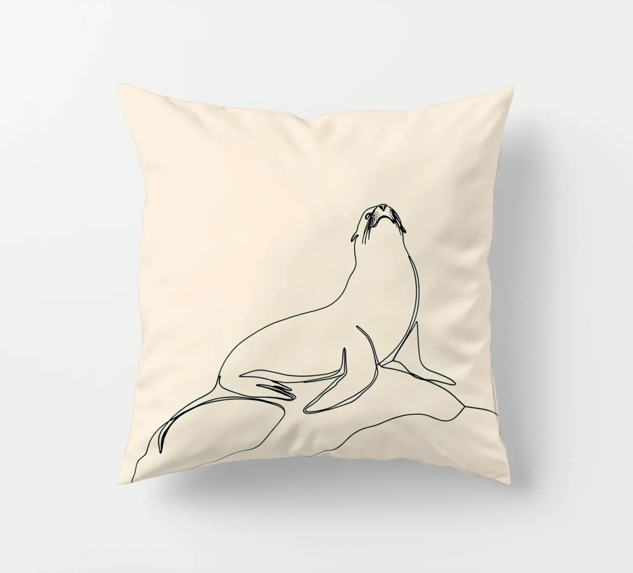 Sigillo sulla roccia Disegno lineare minimalista cuscino da Viv Line Art