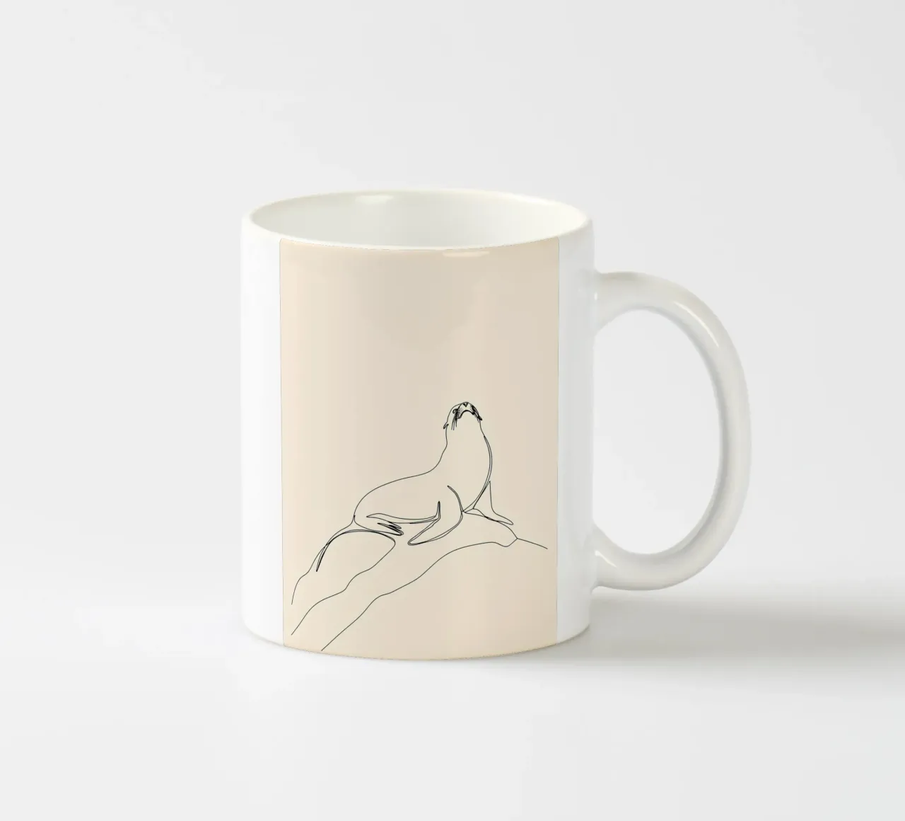 Sigillo sulla roccia Disegno lineare minimalista tazza in ceramica da Viv Line Art