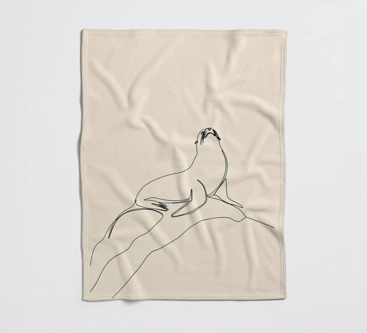 Sigillo sulla roccia Disegno lineare minimalista coperta in pile da Viv Line Art