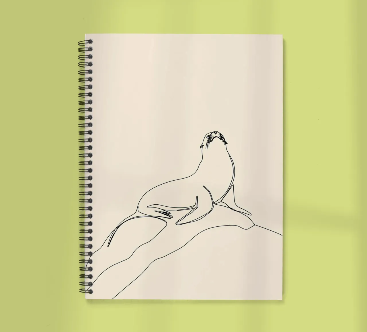 Seal on the Rock Minimalist Line Art Drawing spiral notebook by Viv Line Art