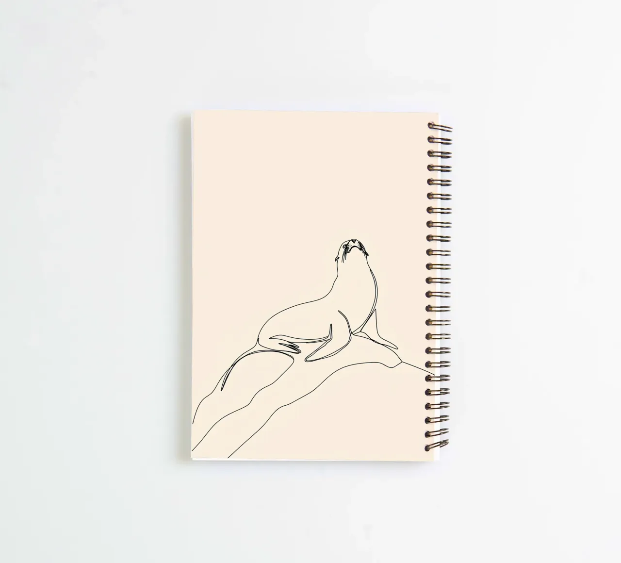 Seal on the Rock Minimalist Line Art Drawing spiral notebook by Viv Line Art