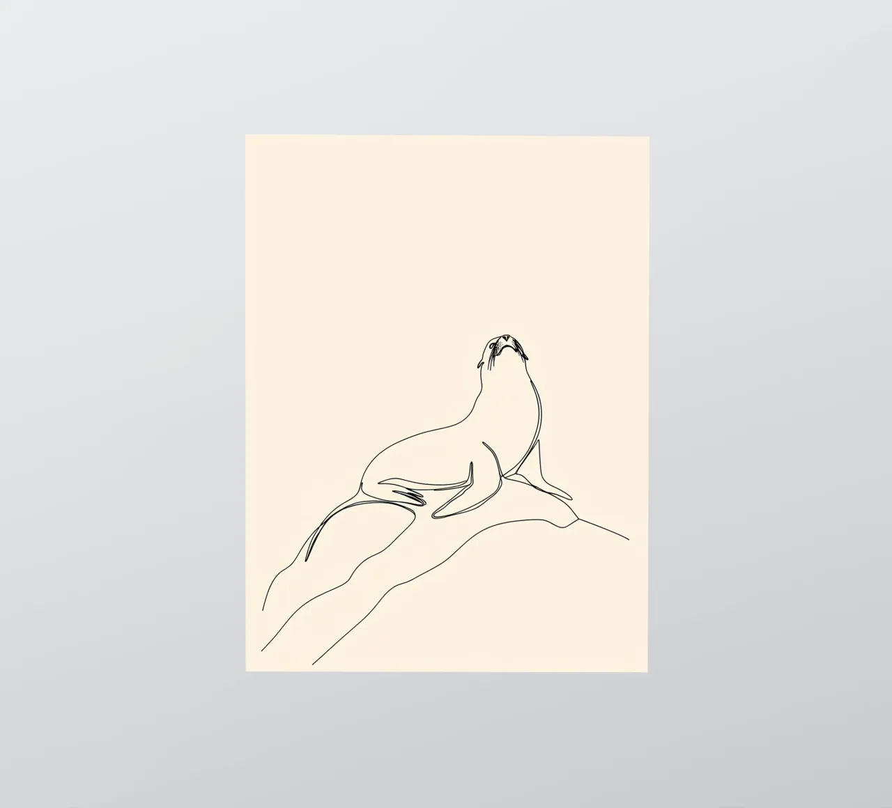 Seal on the Rock Minimalist Line Art Drawing sticker by Viv Line Art