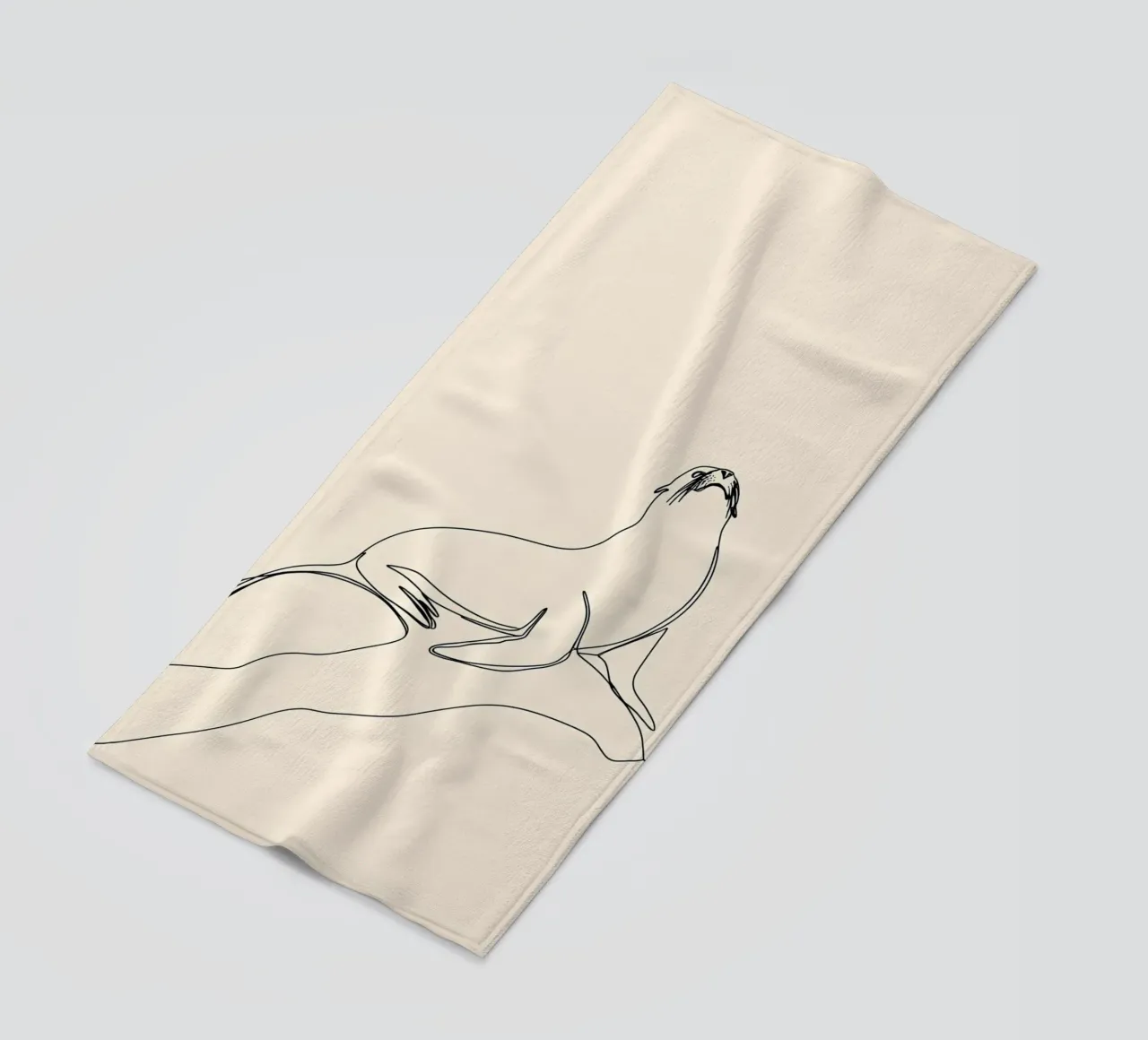 Sigillo sulla roccia Disegno lineare minimalista telo mare da Viv Line Art
