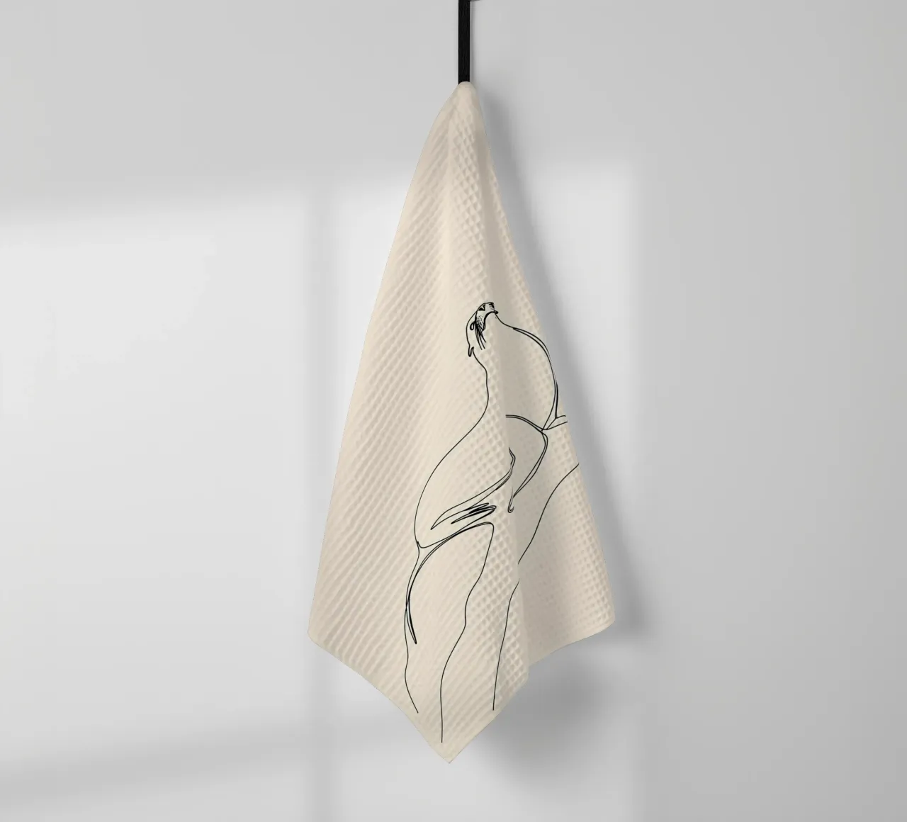 Phoque sur le rocher Dessin au trait minimaliste torchon de Viv Line Art