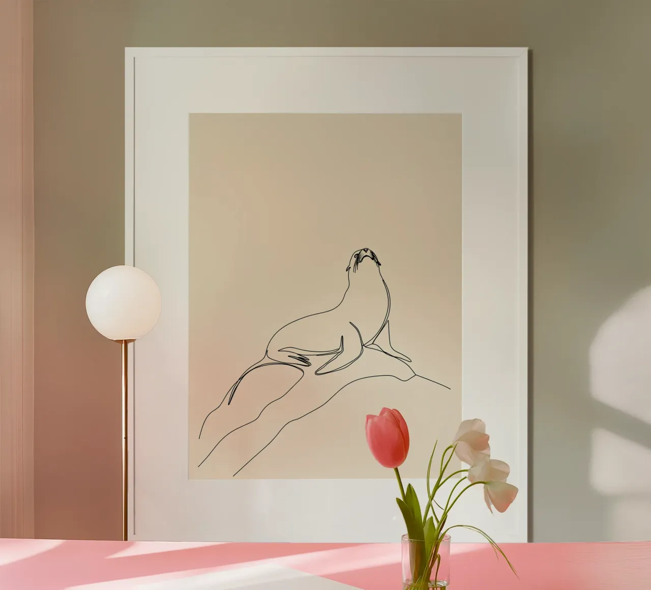 Sigillo sulla roccia Disegno lineare minimalista carta hahnemühle da Viv Line Art