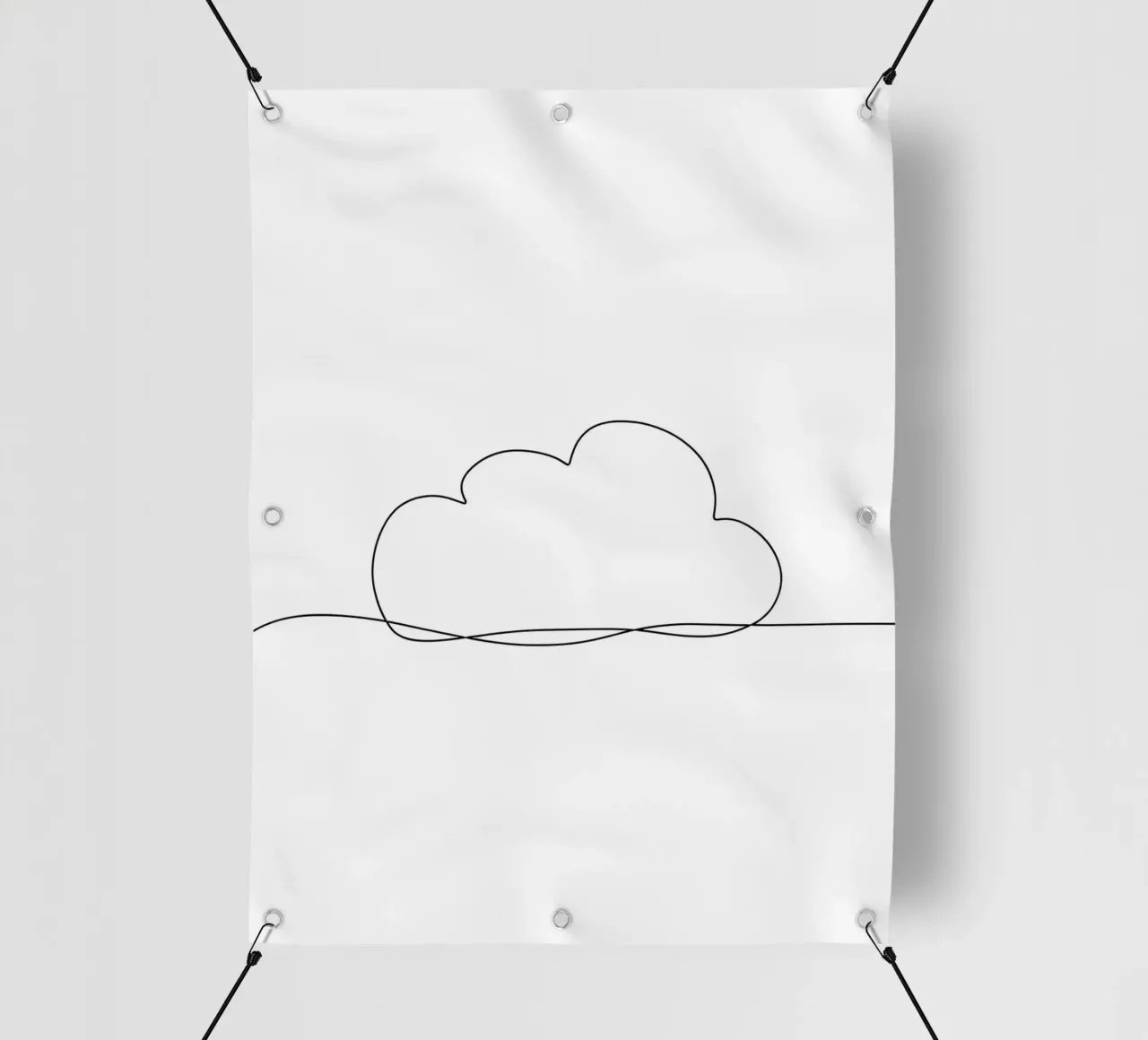 Disegno artistico minimalista di una singola linea di nuvole telo in pvc da Viv Line Art