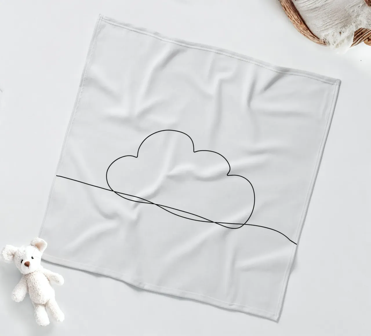 Disegno artistico minimalista di una singola linea di nuvole coperta in pile da Viv Line Art
