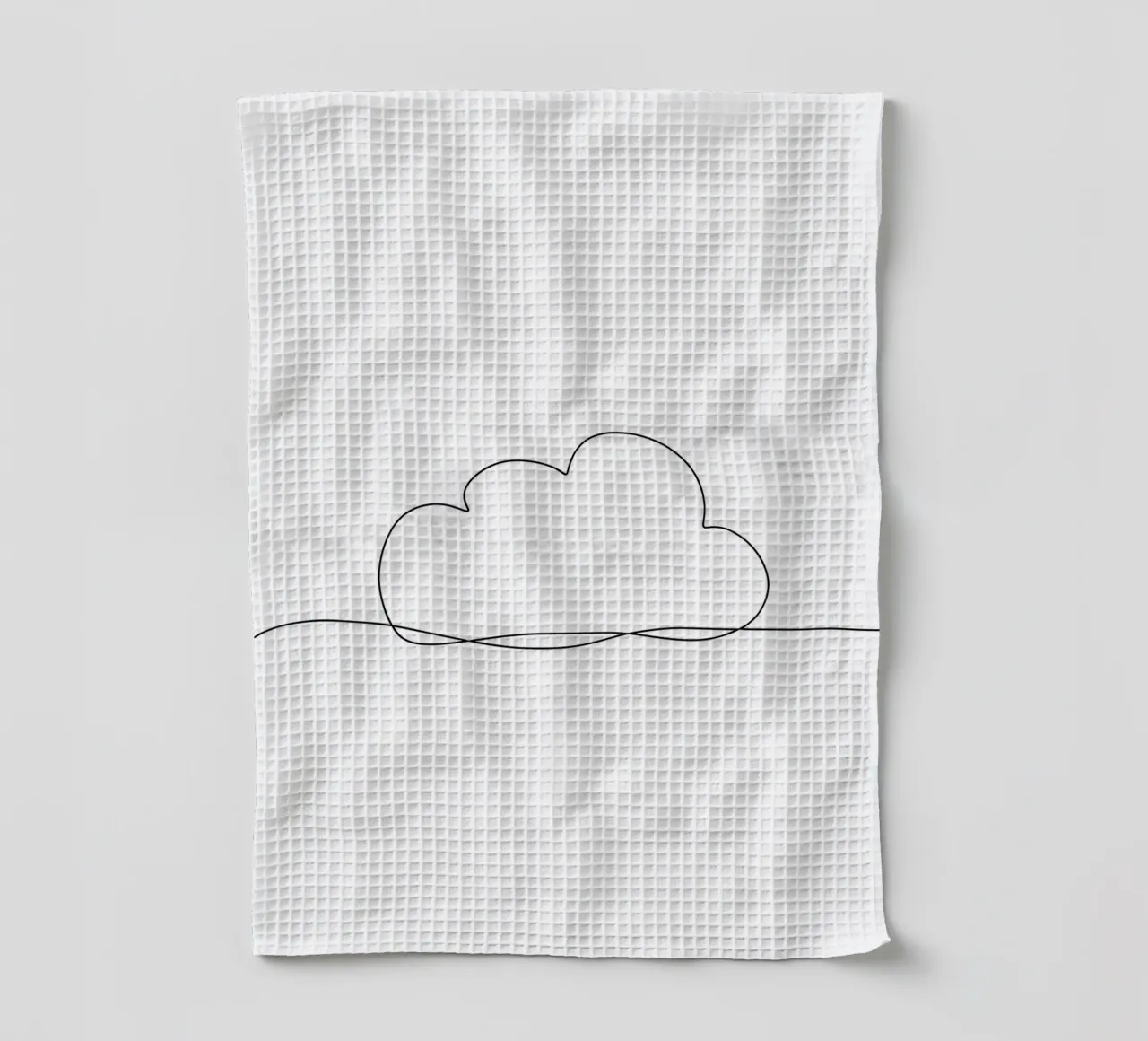 Disegno artistico minimalista di una singola linea di nuvole canovaccio da cucina da Viv Line Art