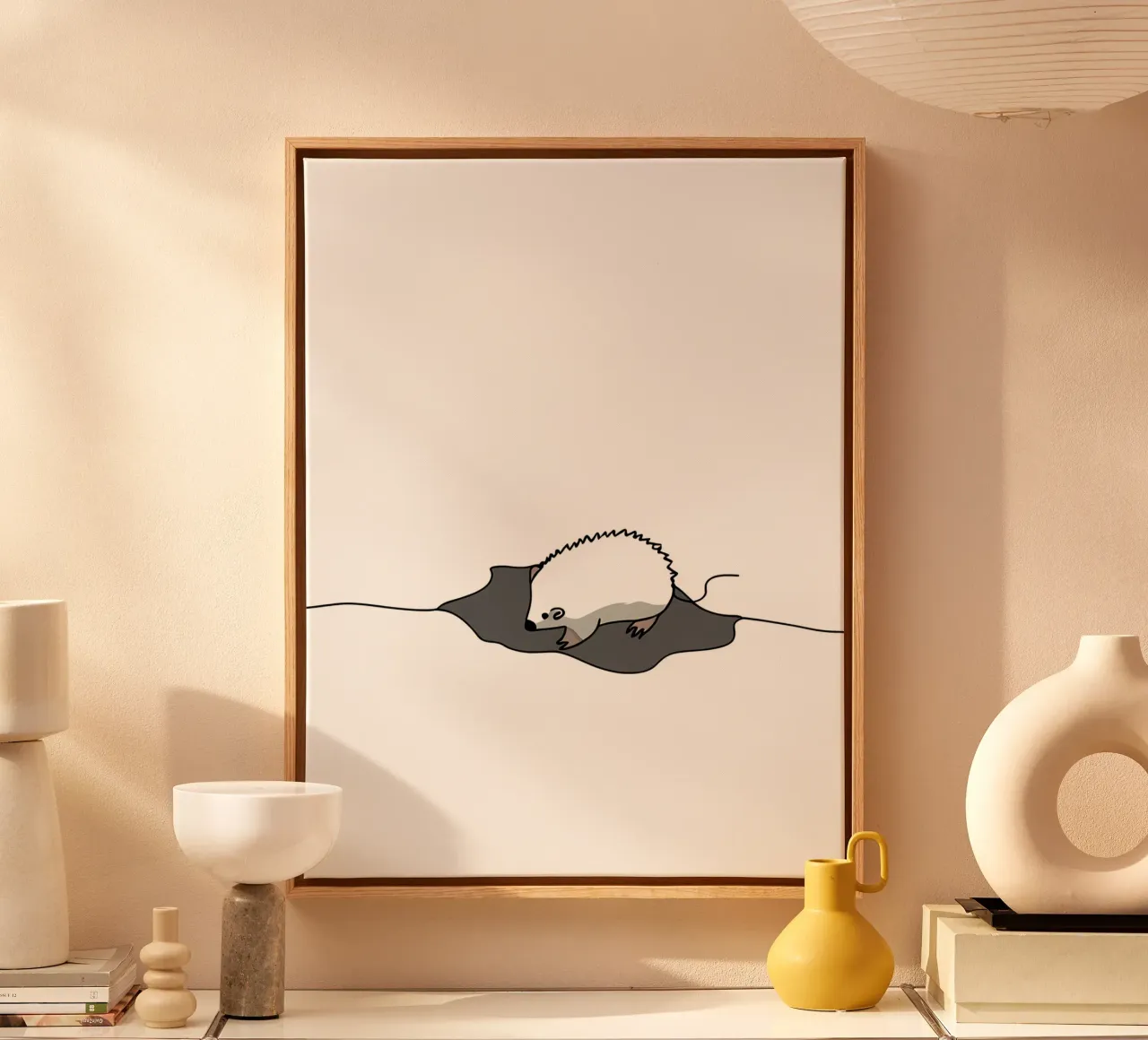 Souris vers le trou Dessin au trait minimaliste toile avec Caisse américaine de Viv Line Art