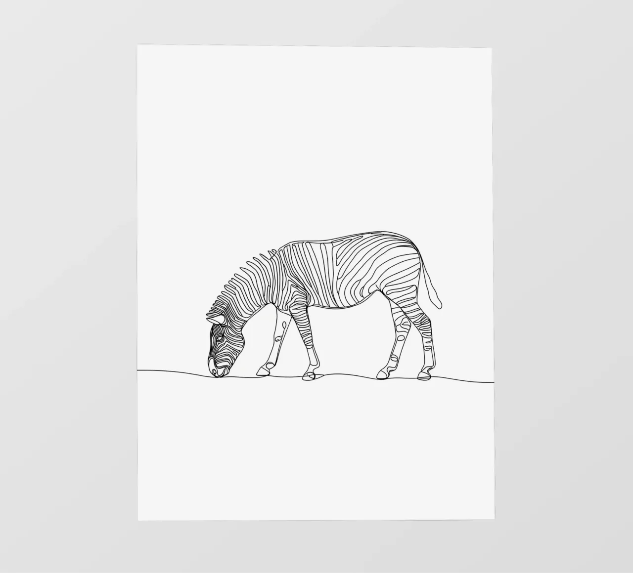 Zebra Grazing Minimalist Line Art Drawing pvc cover by Viv Line Art