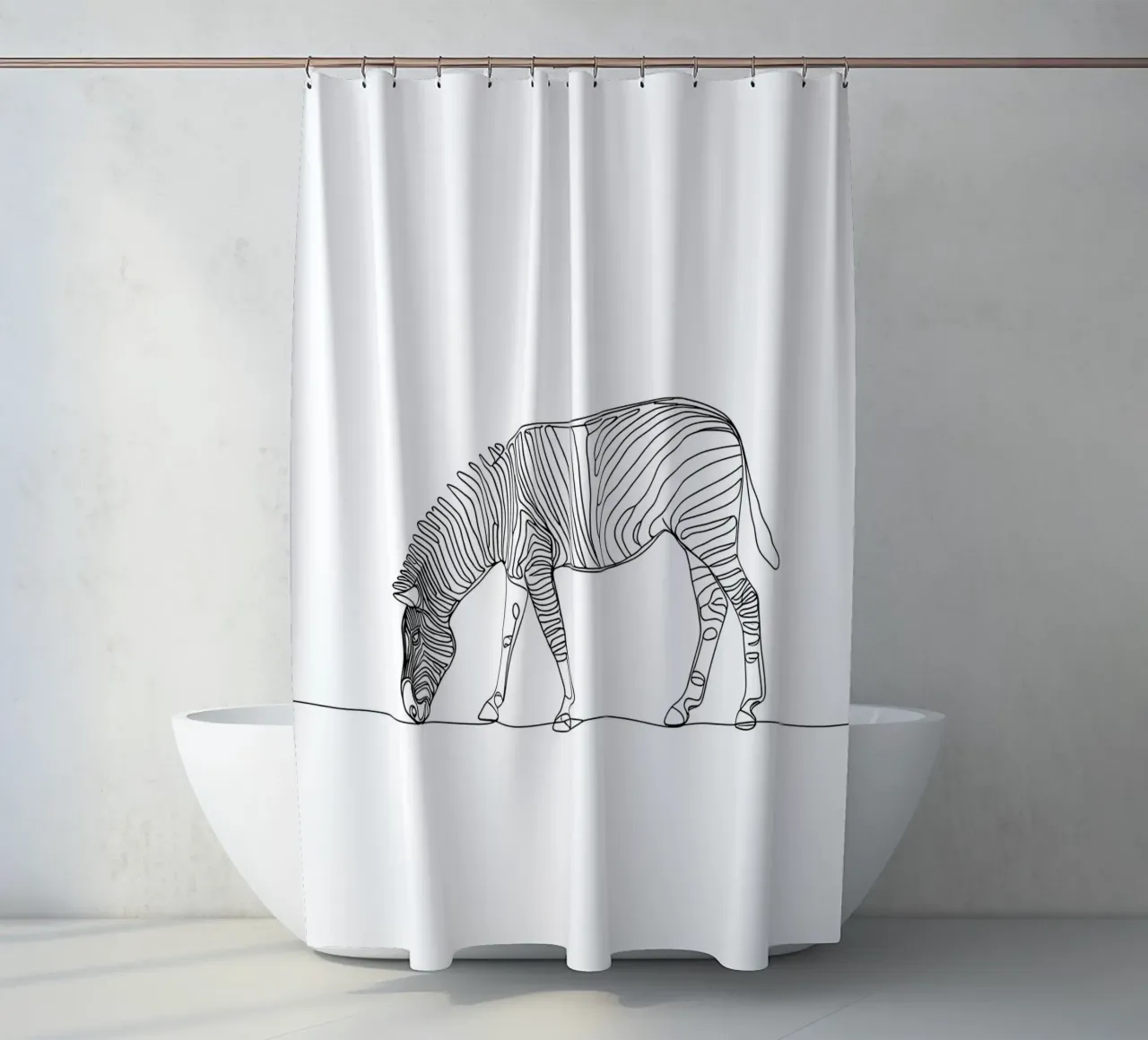 Zebra grasen Minimalist Line Art Zeichnung Duschvorhang von Viv Line Art