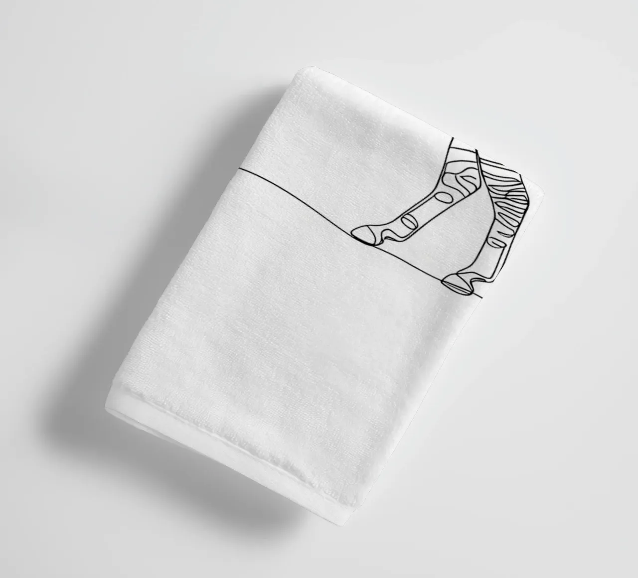 Zebra Grazing Minimalist Line Art Drawing towel by Viv Line Art
