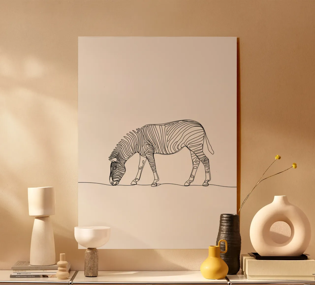 Zebra grasen Minimalist Line Art Zeichnung Acryl-Glas von Viv Line Art