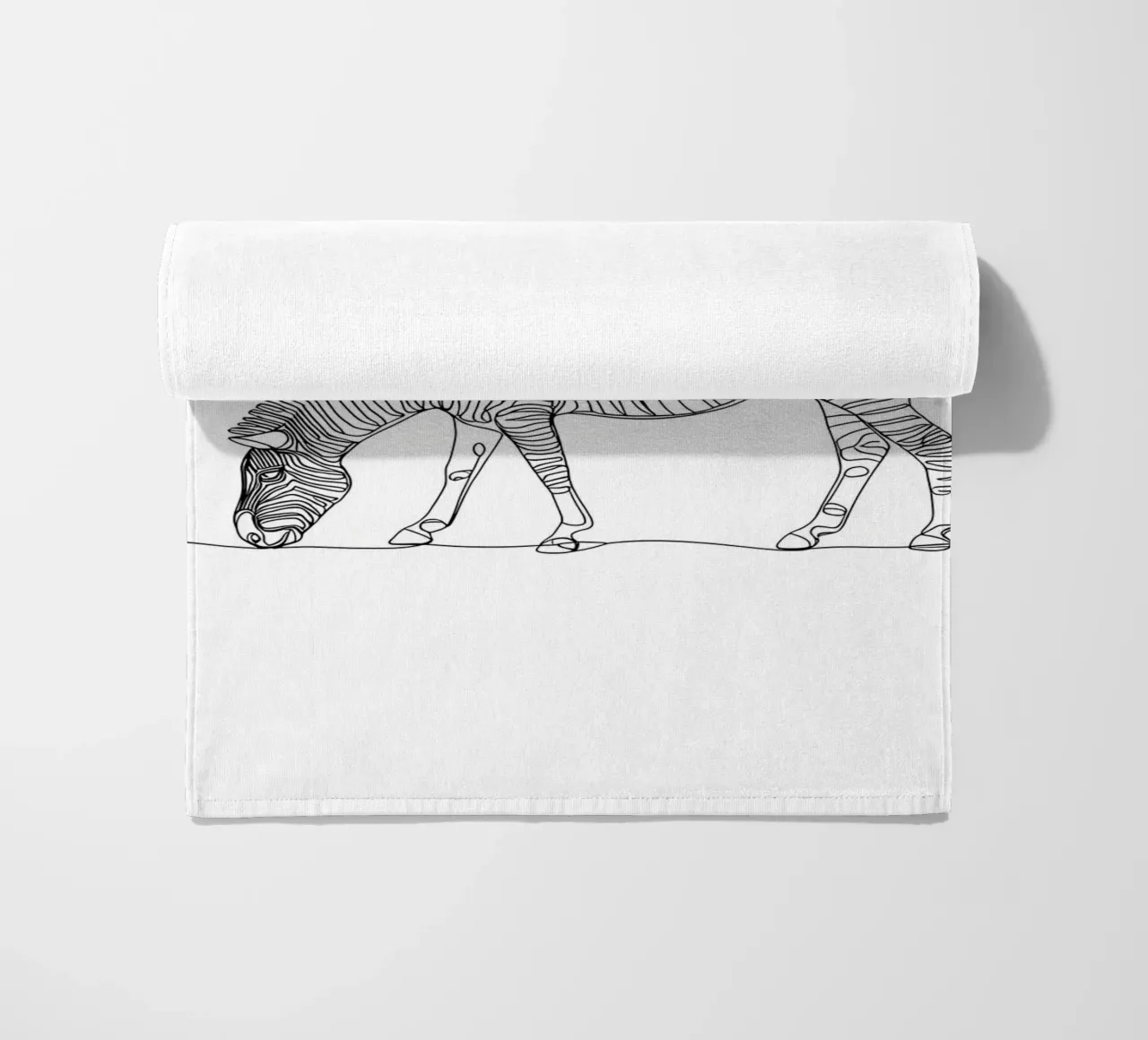 Zebra Grazing Minimalist Line Art Drawing beach towel by Viv Line Art