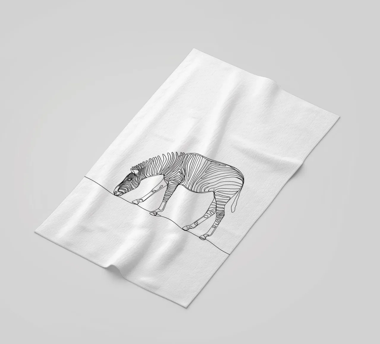 Zebra Grazing Minimalist Line Art Drawing beach towel by Viv Line Art