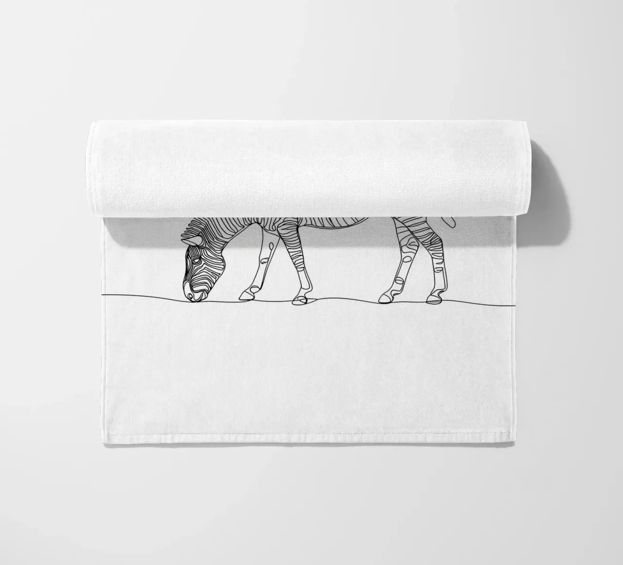 Zebra Grazing Minimalist Line Art Drawing beach towel by Viv Line Art