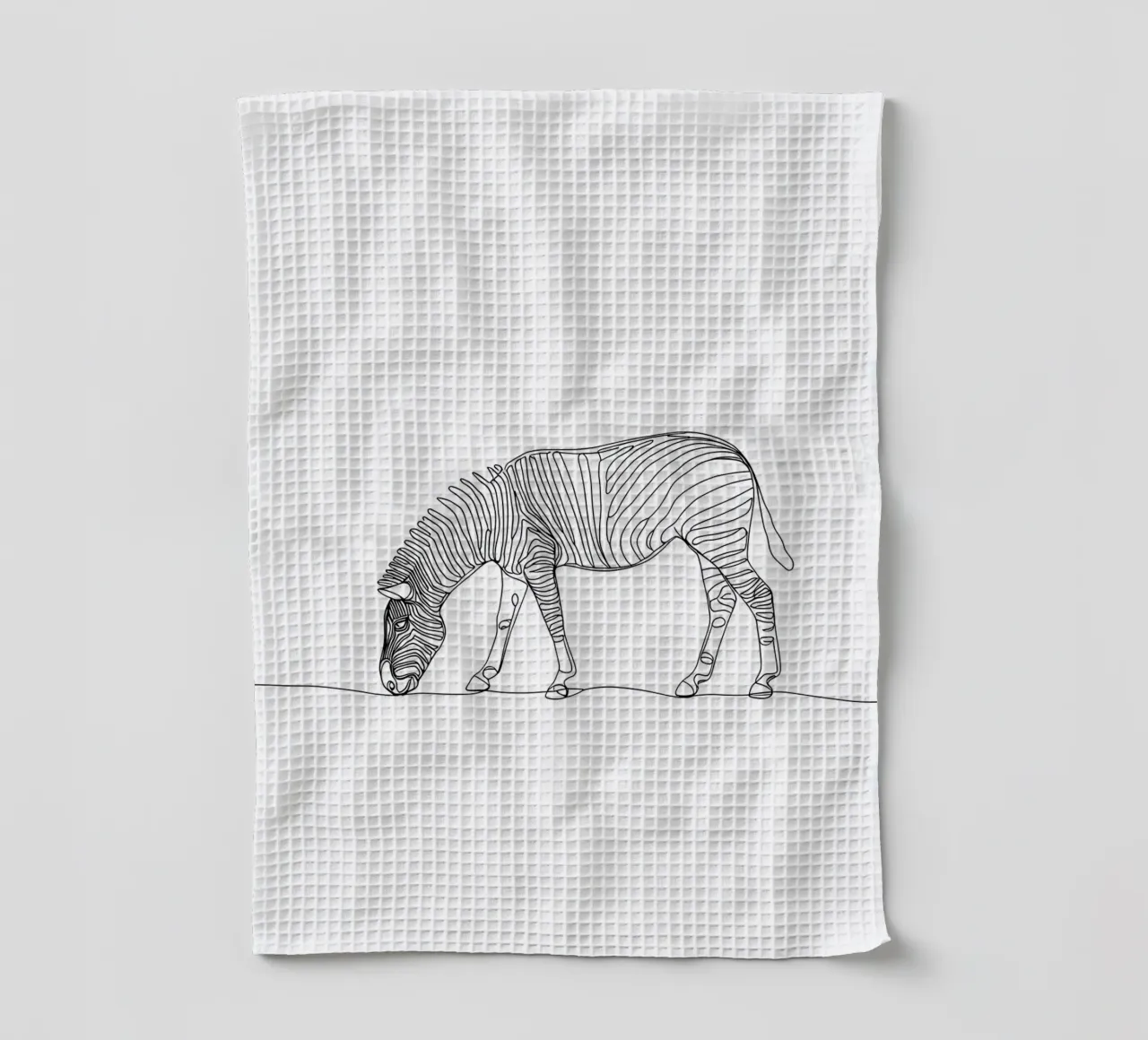 Zebra grasen Minimalist Line Art Zeichnung Geschirrtuch von Viv Line Art