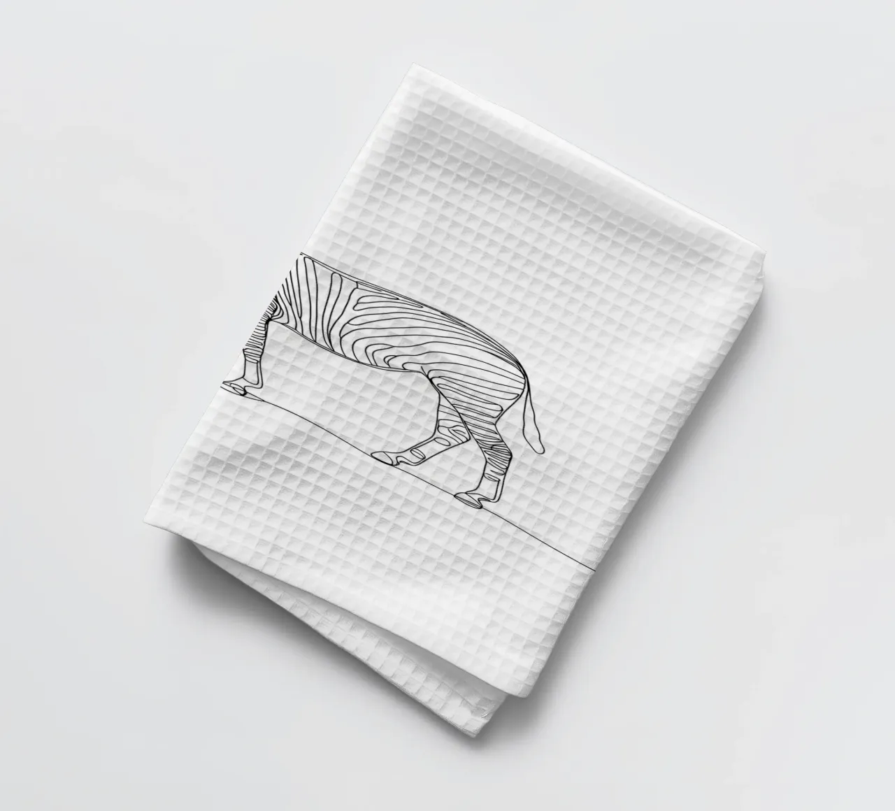 Zebra grasen Minimalist Line Art Zeichnung Geschirrtuch von Viv Line Art