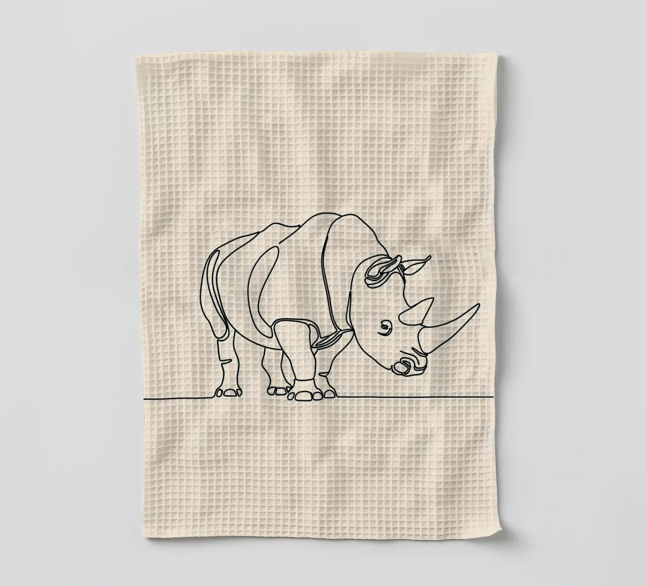 Rhinocéros Dessin au trait minimaliste torchon de Viv Line Art