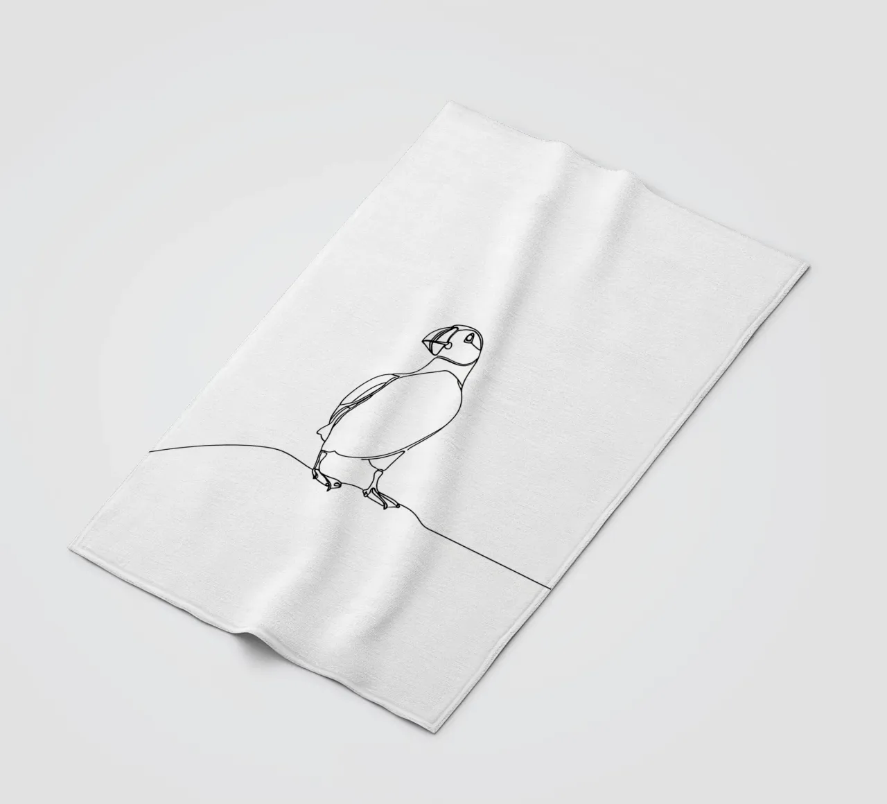 Disegno lineare minimalista di pulcinella di mare coperta in pile da Viv Line Art
