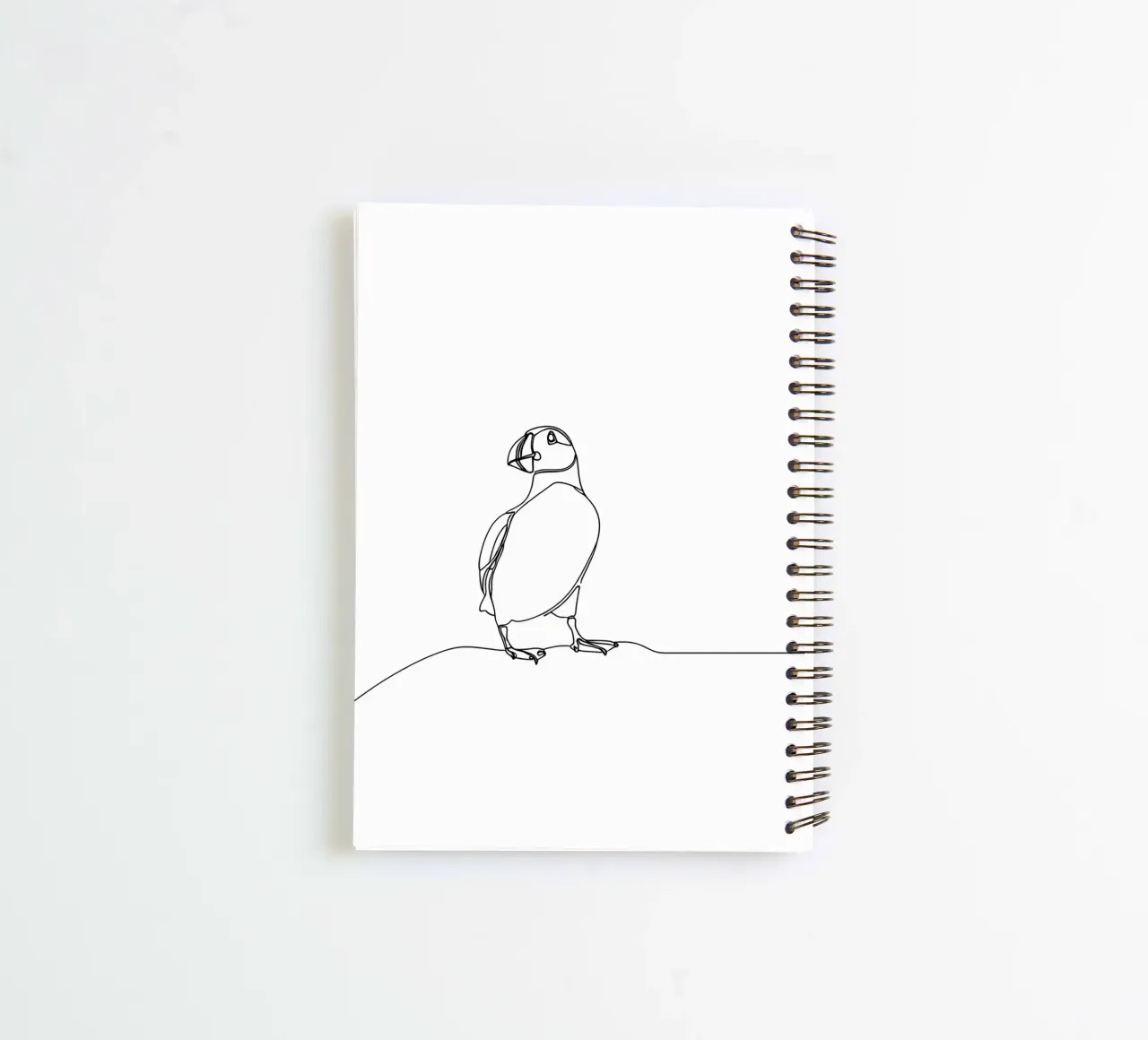 Puffin Minimalist Line Art Drawing spiral notebook by Viv Line Art
