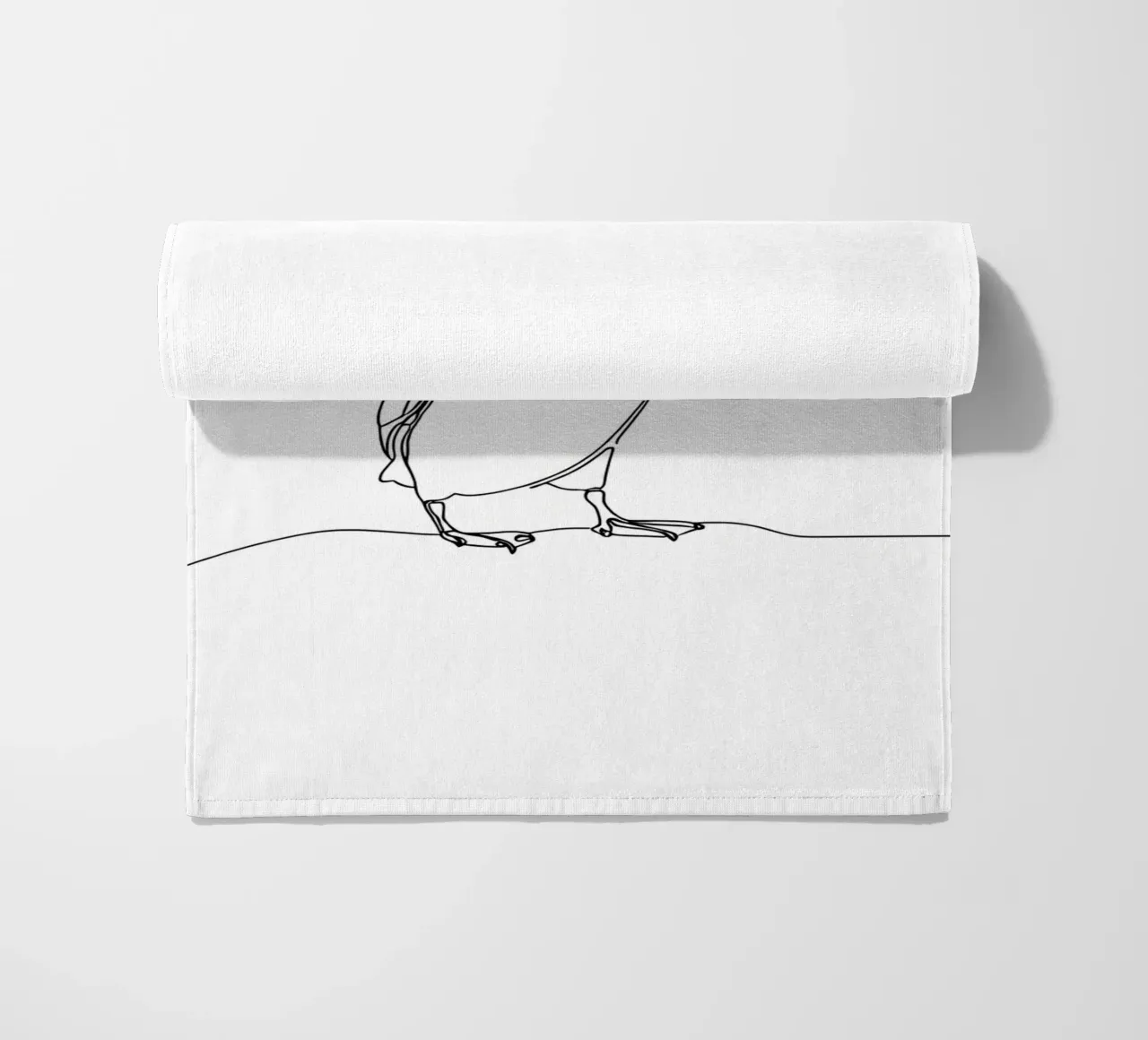 Macareux Dessin minimaliste au trait serviette de plage de Viv Line Art