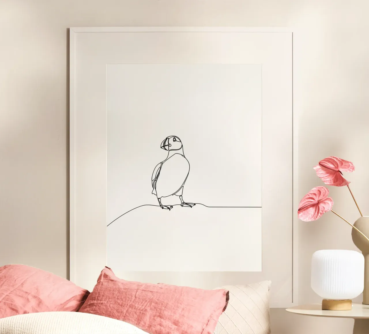 Macareux Dessin minimaliste au trait poster de Viv Line Art