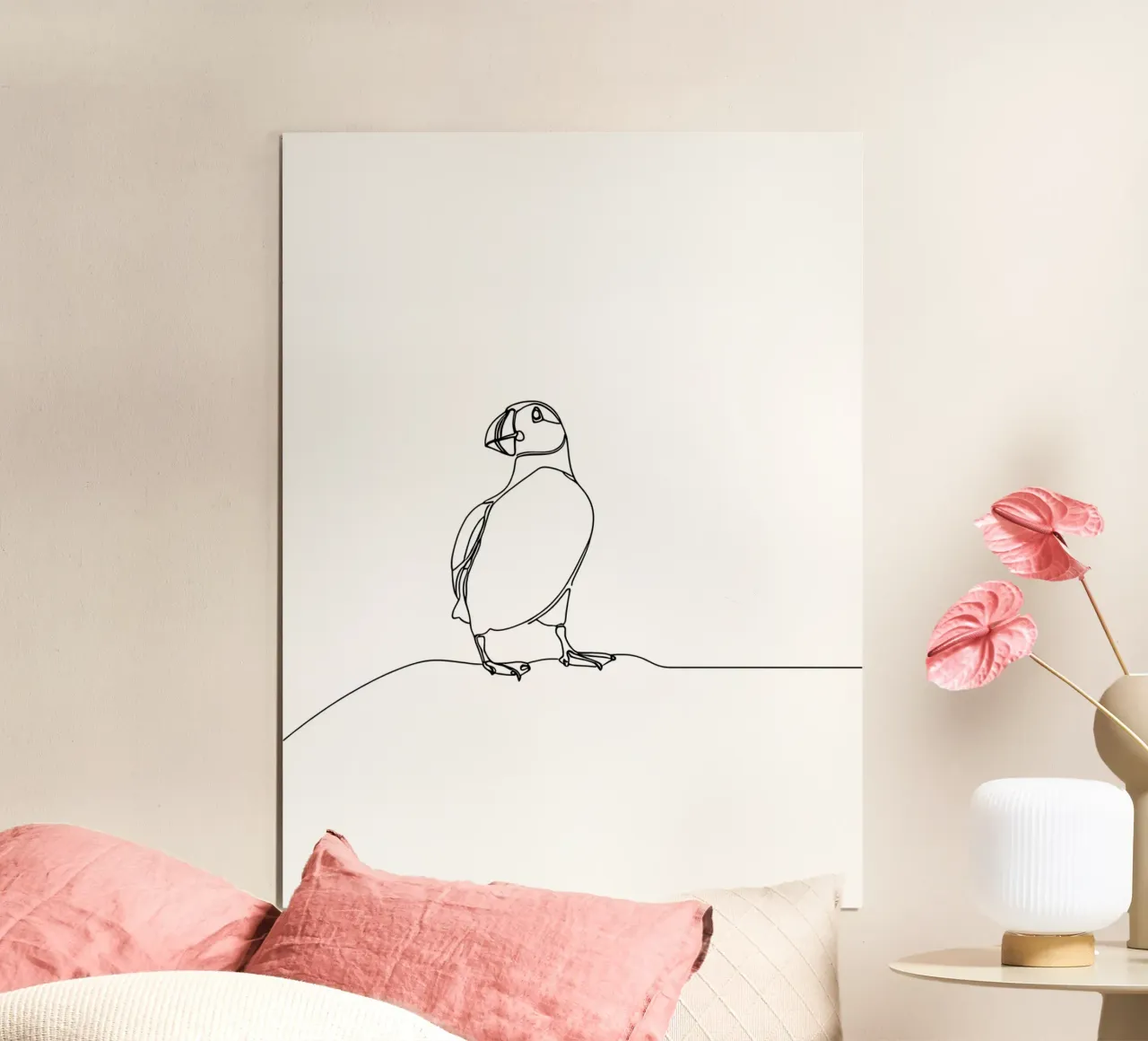 Macareux Dessin minimaliste au trait poster de Viv Line Art