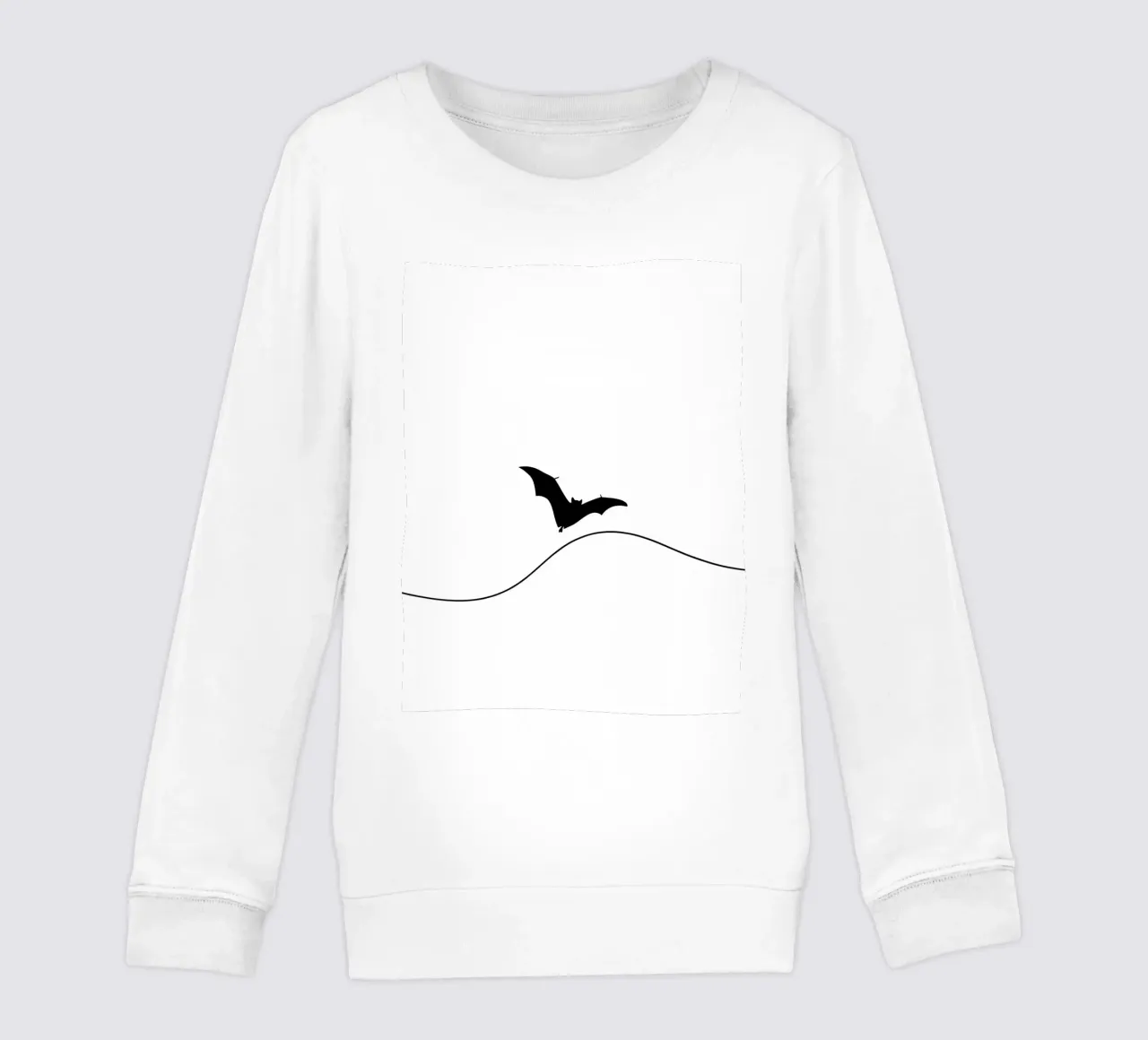 Bat in the Sky Minimalist Line Art Drawing kids sweatshirt by Viv Line Art