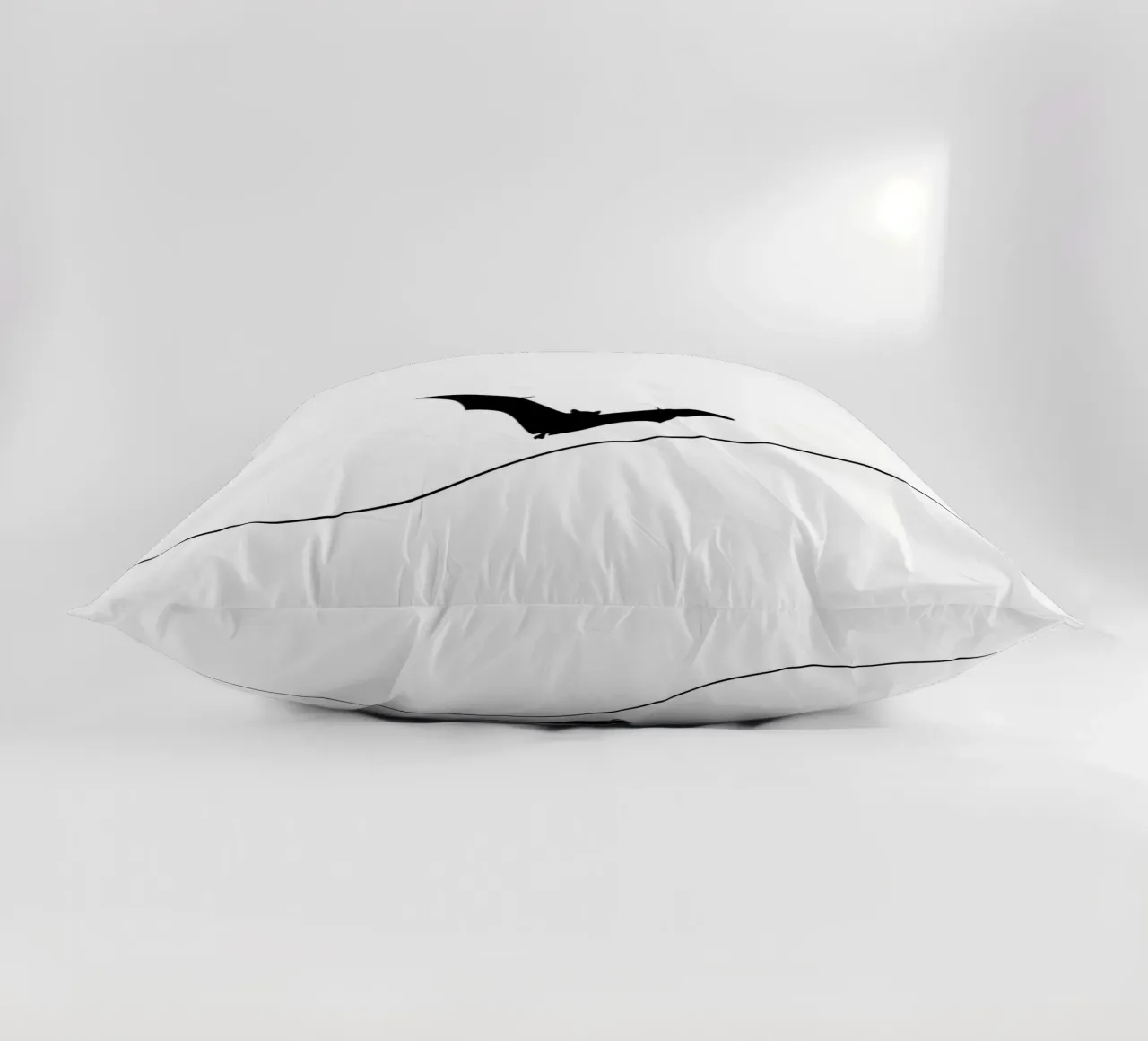 Bat in the Sky Minimalist Line Art Drawing decorative cushion by Viv Line Art