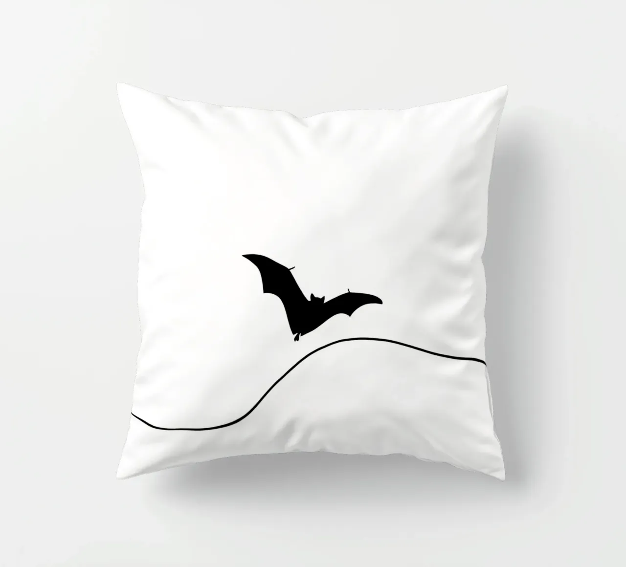 Bat in the Sky Minimalist Line Art Drawing decorative cushion by Viv Line Art