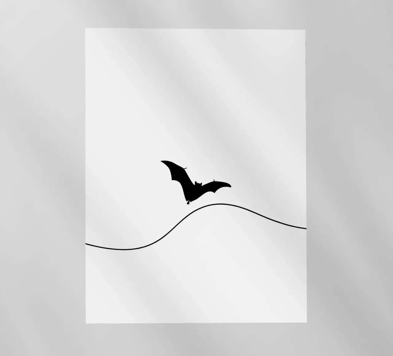 Bat in the Sky Minimalist Line Art Drawing backlit film by Viv Line Art