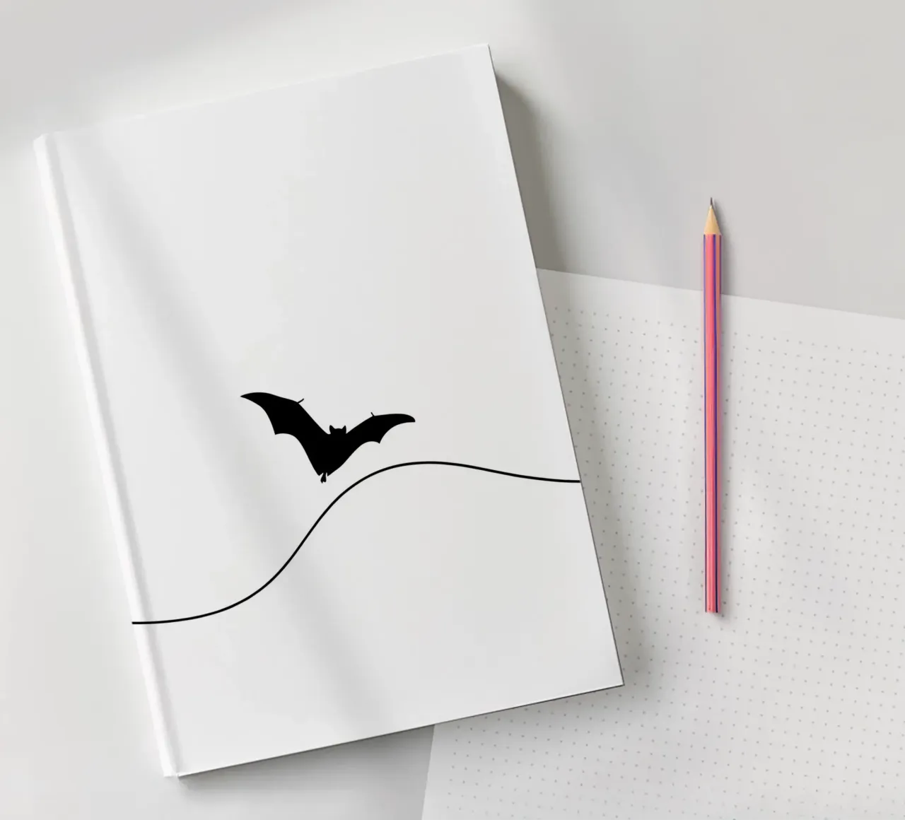 Chauve-souris dans le ciel Dessin au trait minimaliste carnet de notes de Viv Line Art