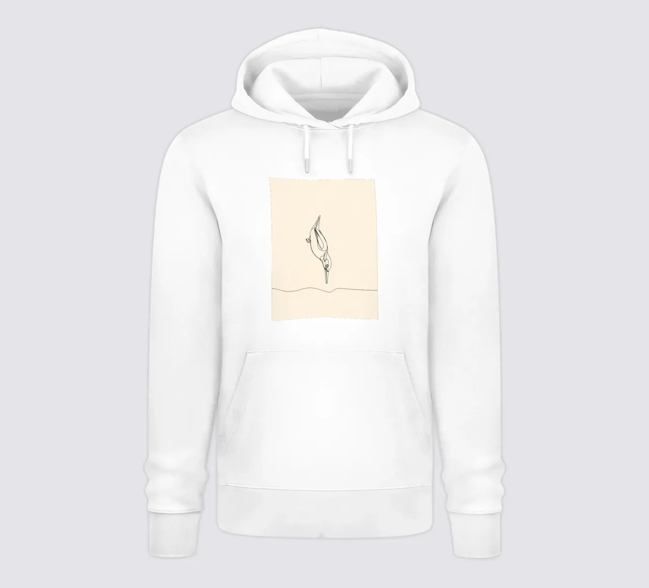 Martin pescatore in immersione Disegno lineare minimalista felpa con cappuccio da Viv Line Art