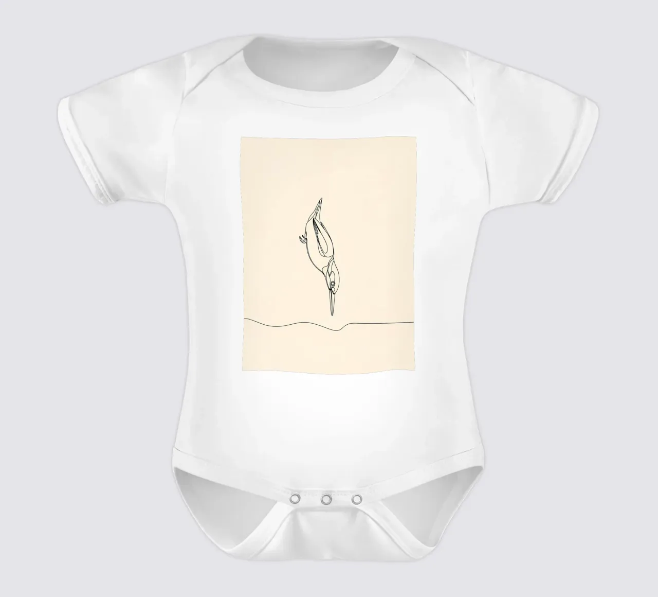 Martin pescatore in immersione Disegno lineare minimalista body neonato maniche corte da Viv Line Art