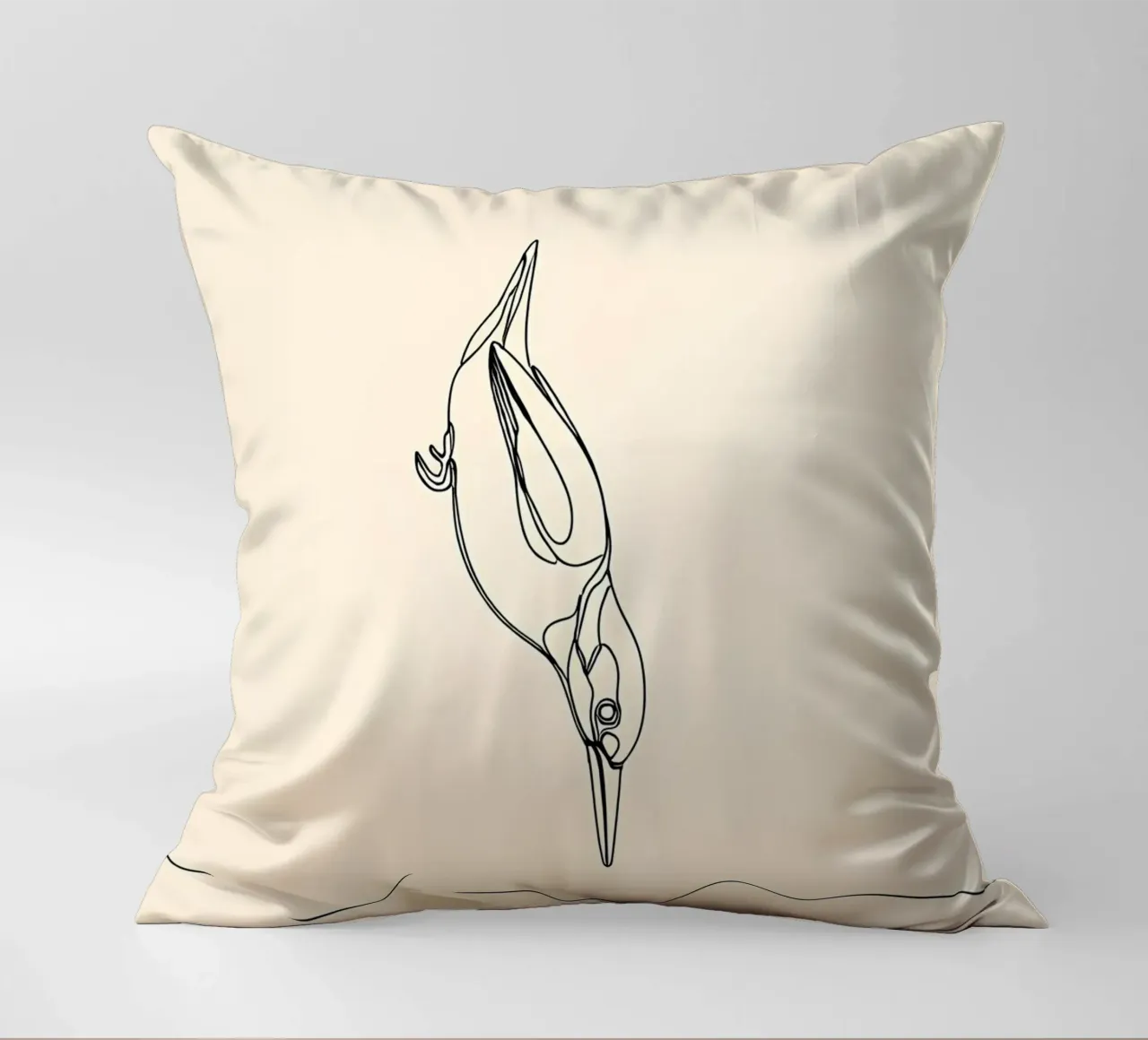 Martin pescatore in immersione Disegno lineare minimalista cuscino da Viv Line Art