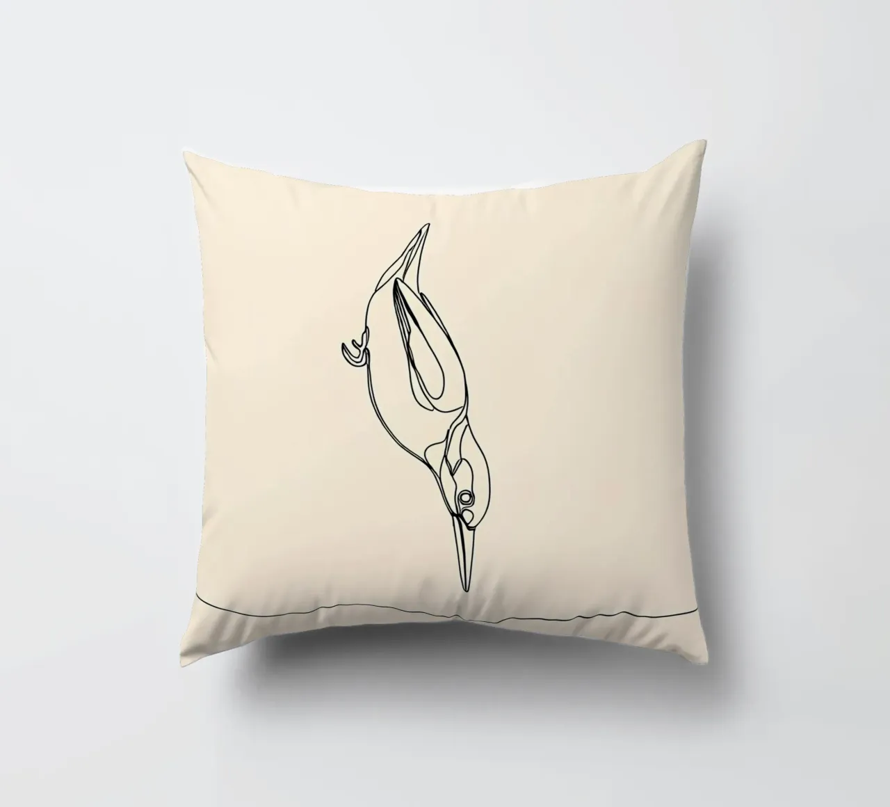 Martin pescatore in immersione Disegno lineare minimalista cuscino da Viv Line Art