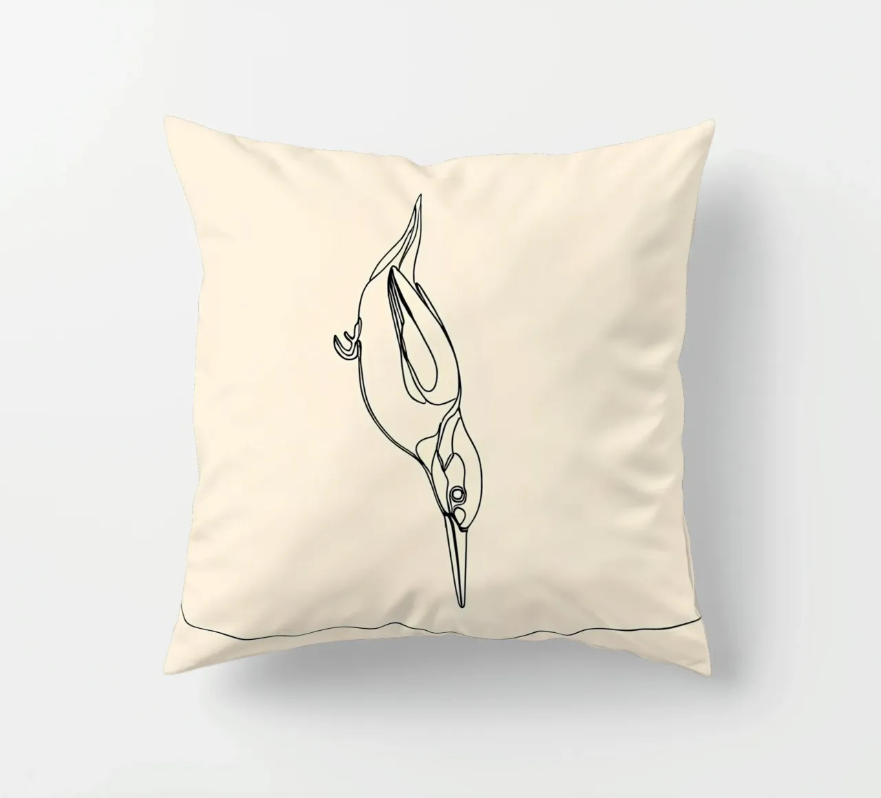 Martin pescatore in immersione Disegno lineare minimalista cuscino da Viv Line Art