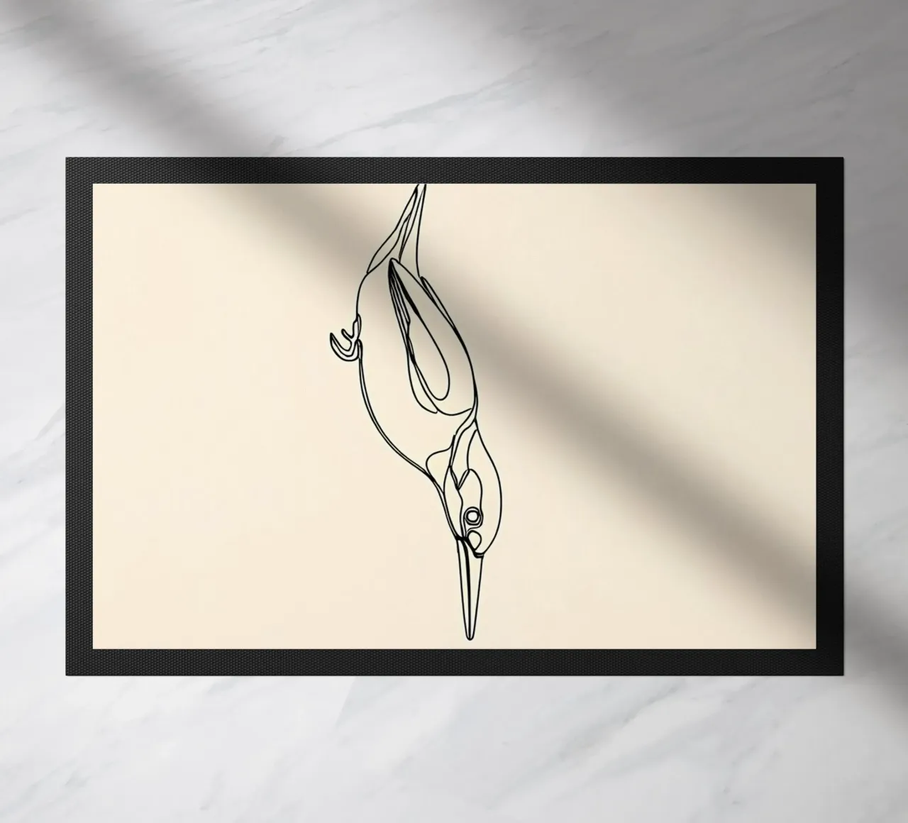 Martin pescatore in immersione Disegno lineare minimalista zerbino da Viv Line Art