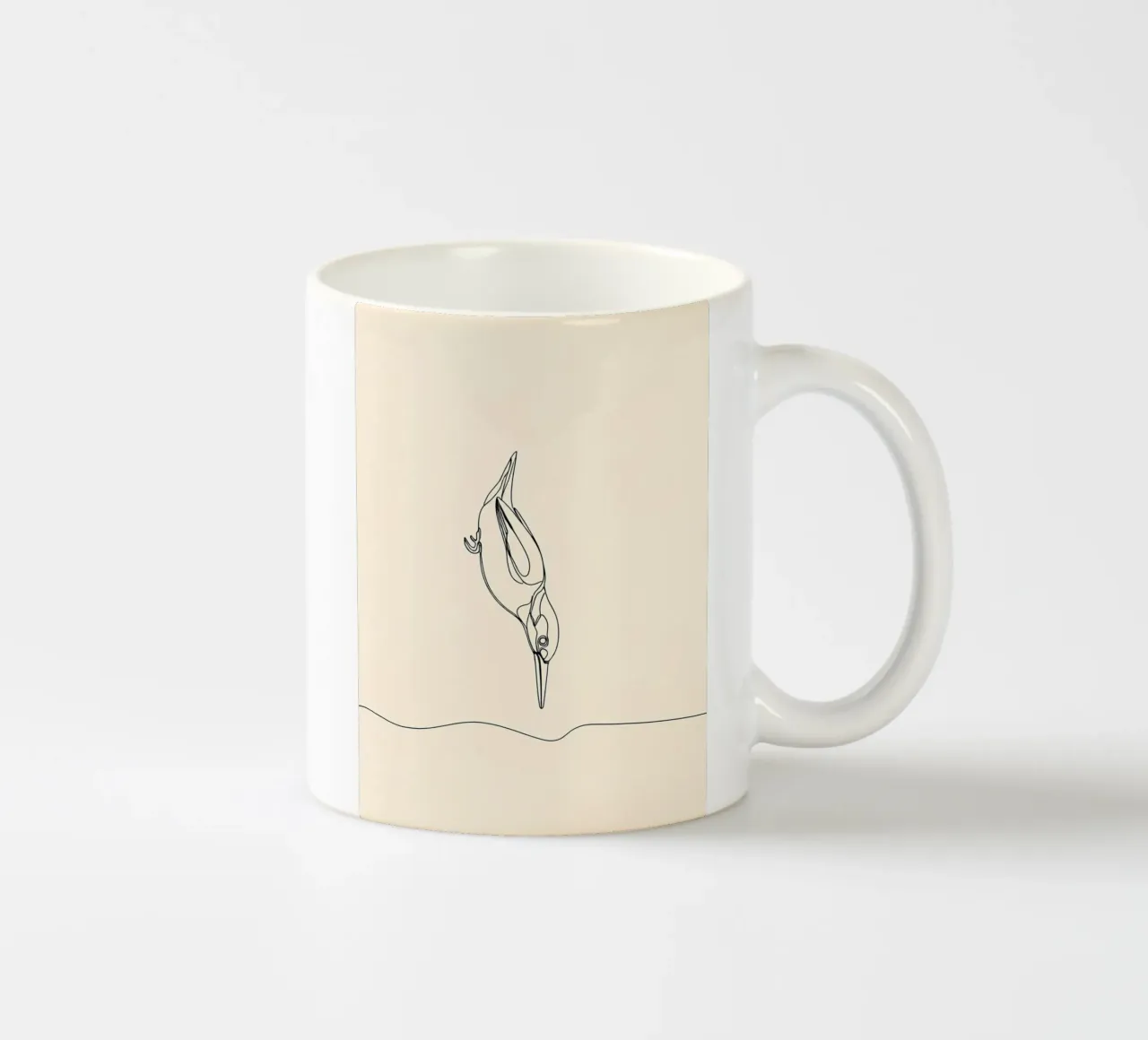 Martin pescatore in immersione Disegno lineare minimalista tazza in ceramica da Viv Line Art