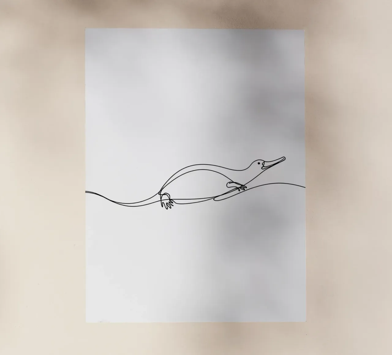 Schnabeltier Minimalist Line Art Zeichnung Backlit Folie von Viv Line Art