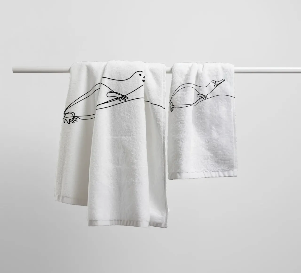 Platypus Minimalist Line Art Drawing towel by Viv Line Art