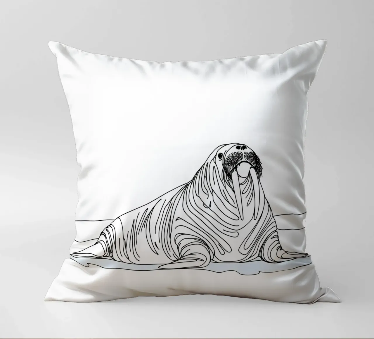 Tricheco Disegno lineare minimalista cuscino da Viv Line Art