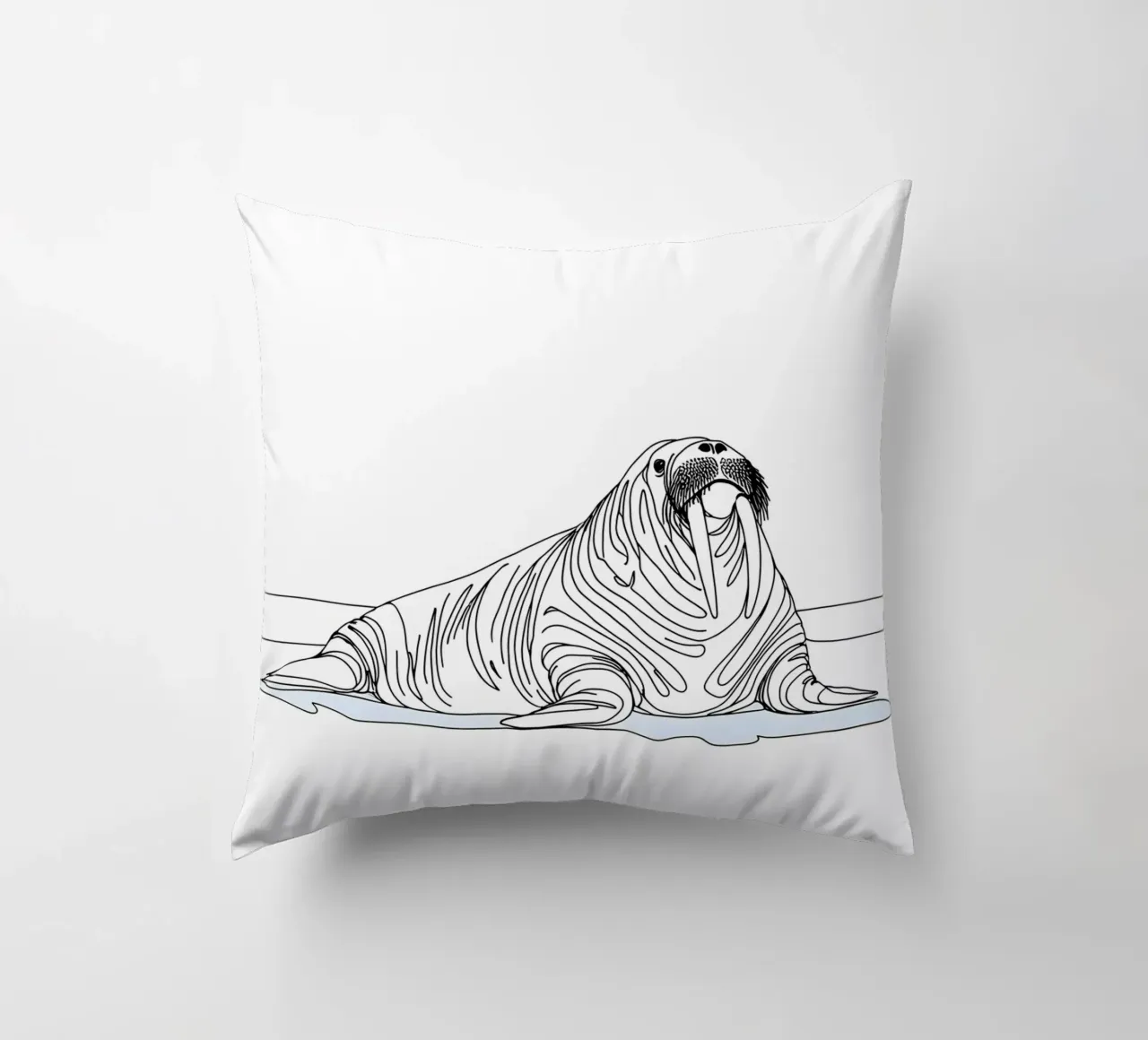 Tricheco Disegno lineare minimalista cuscino da Viv Line Art