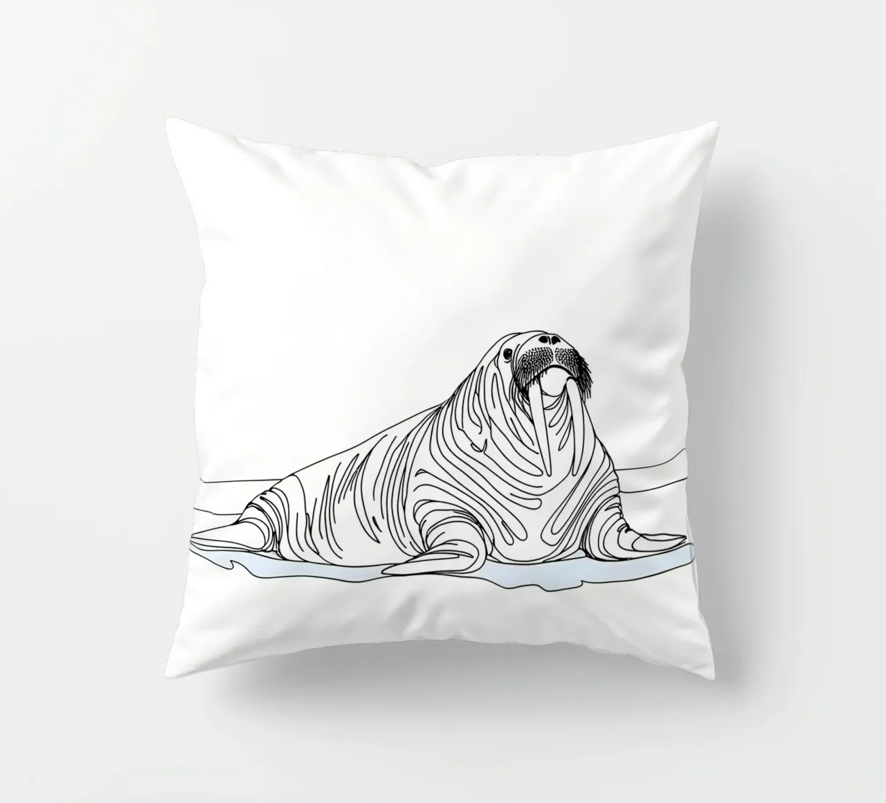 Tricheco Disegno lineare minimalista cuscino da Viv Line Art